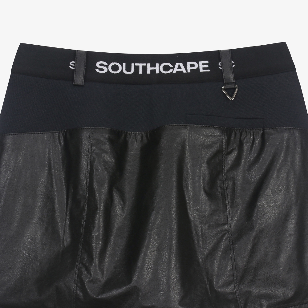 여성 에코 레더 히든 숏츠 스커트_블랙