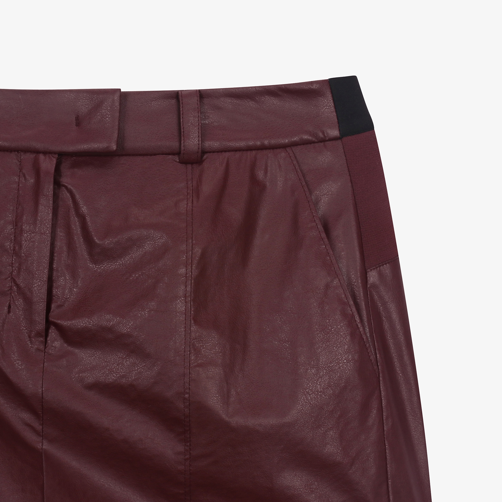 여성 에코 레더 히든 숏츠 스커트_와인