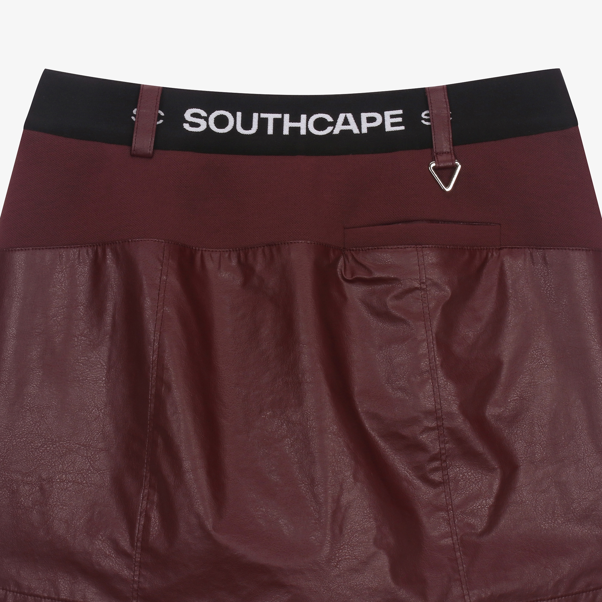 여성 에코 레더 히든 숏츠 스커트_와인