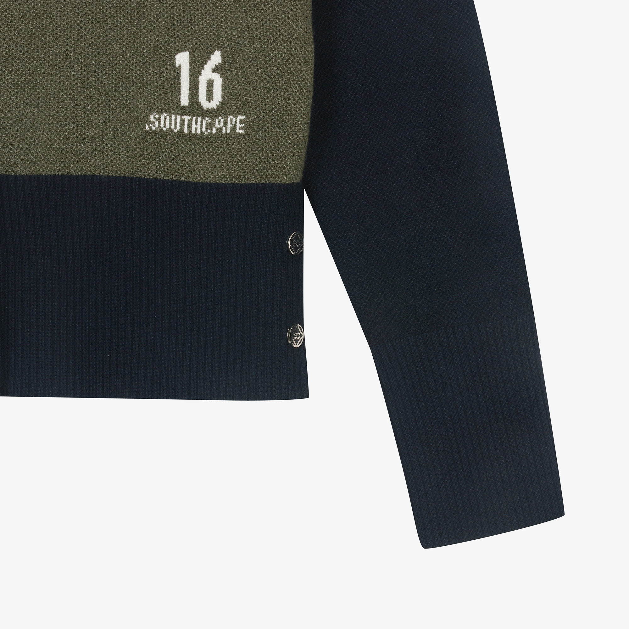 여성 16 로고 컬러 배색 가디건_카키