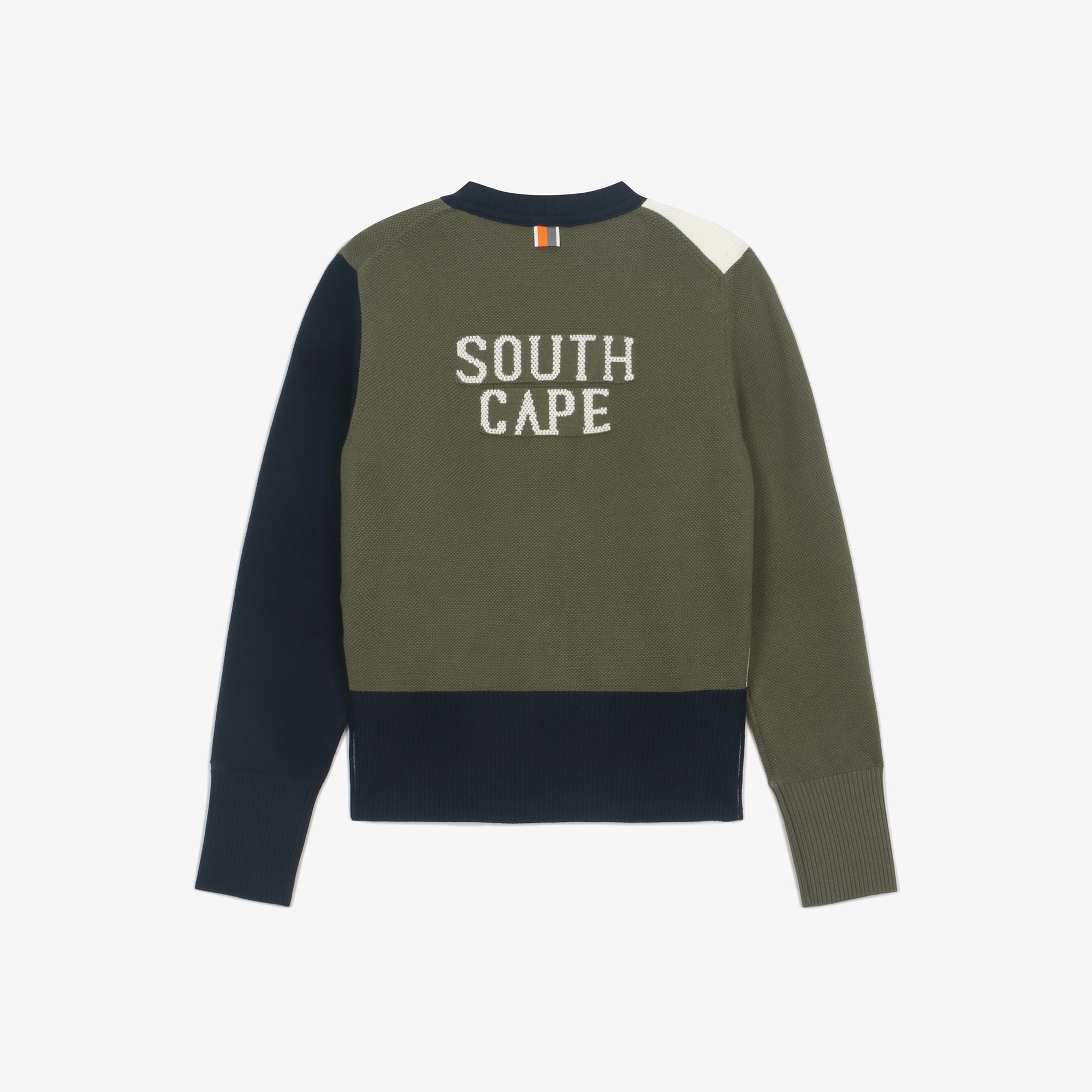 여성 16 로고 컬러 배색 가디건_카키