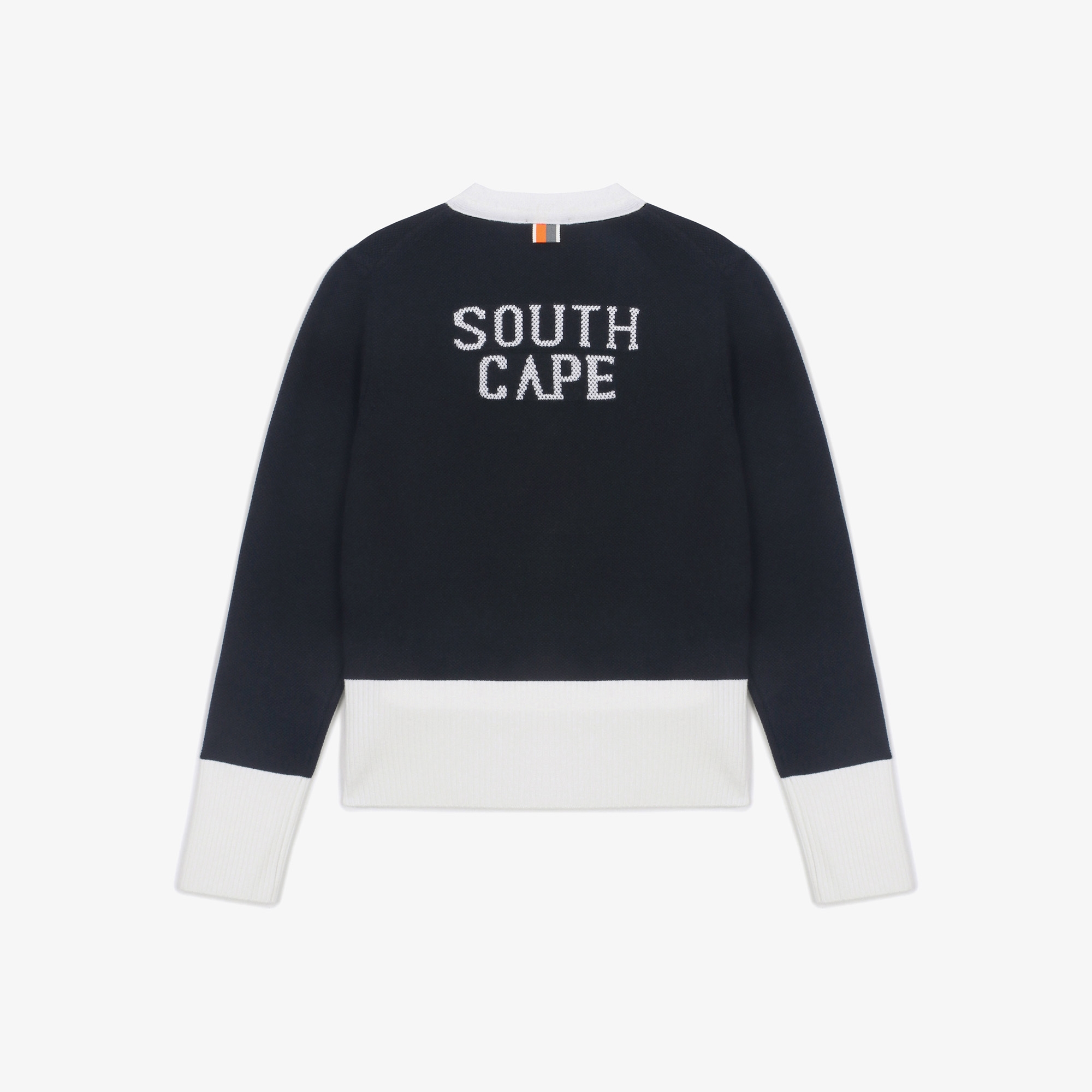 여성 16 로고 컬러 배색 가디건_네이비