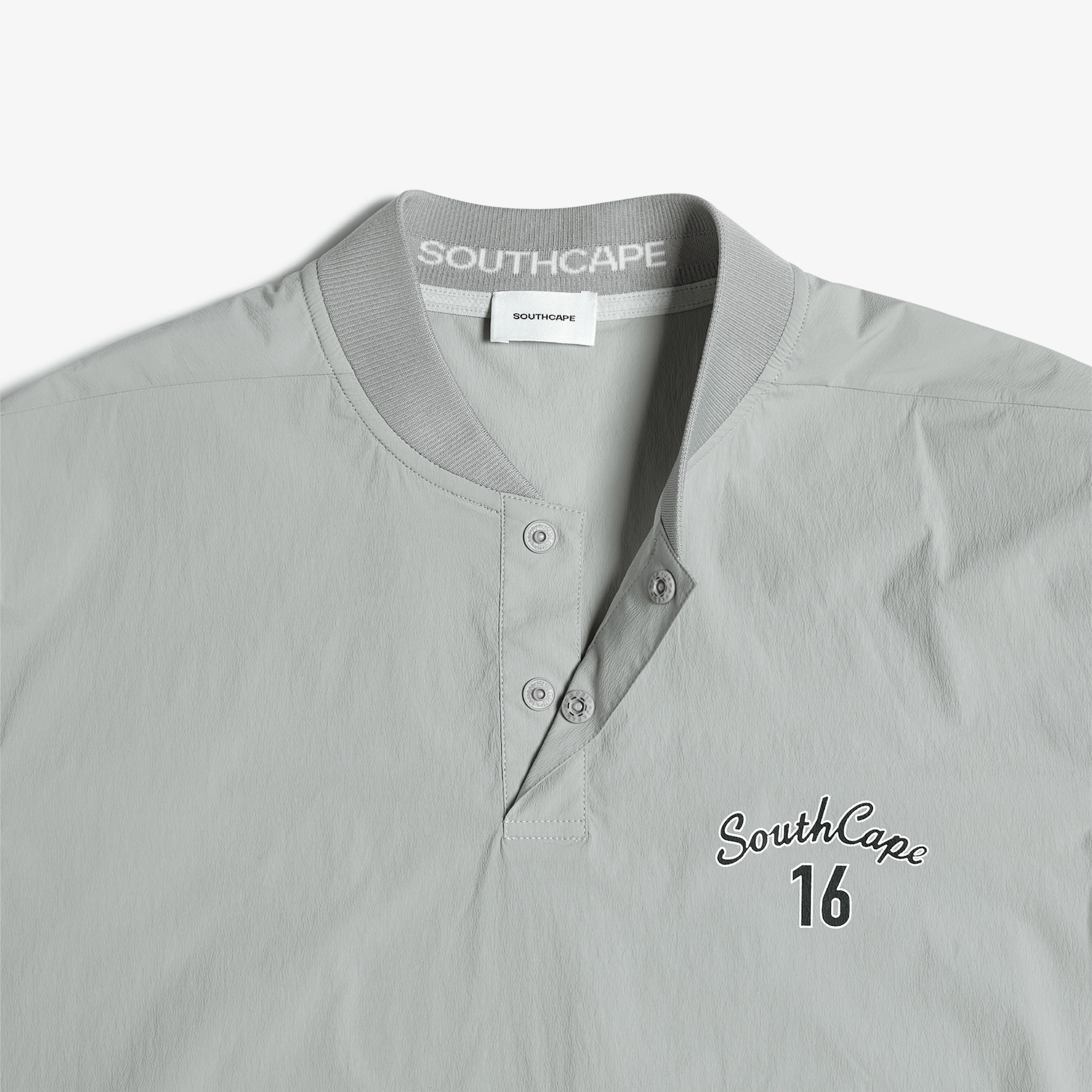 사우스케이프 남성 16 로고 우븐 반팔 티셔츠_라이트 그레이