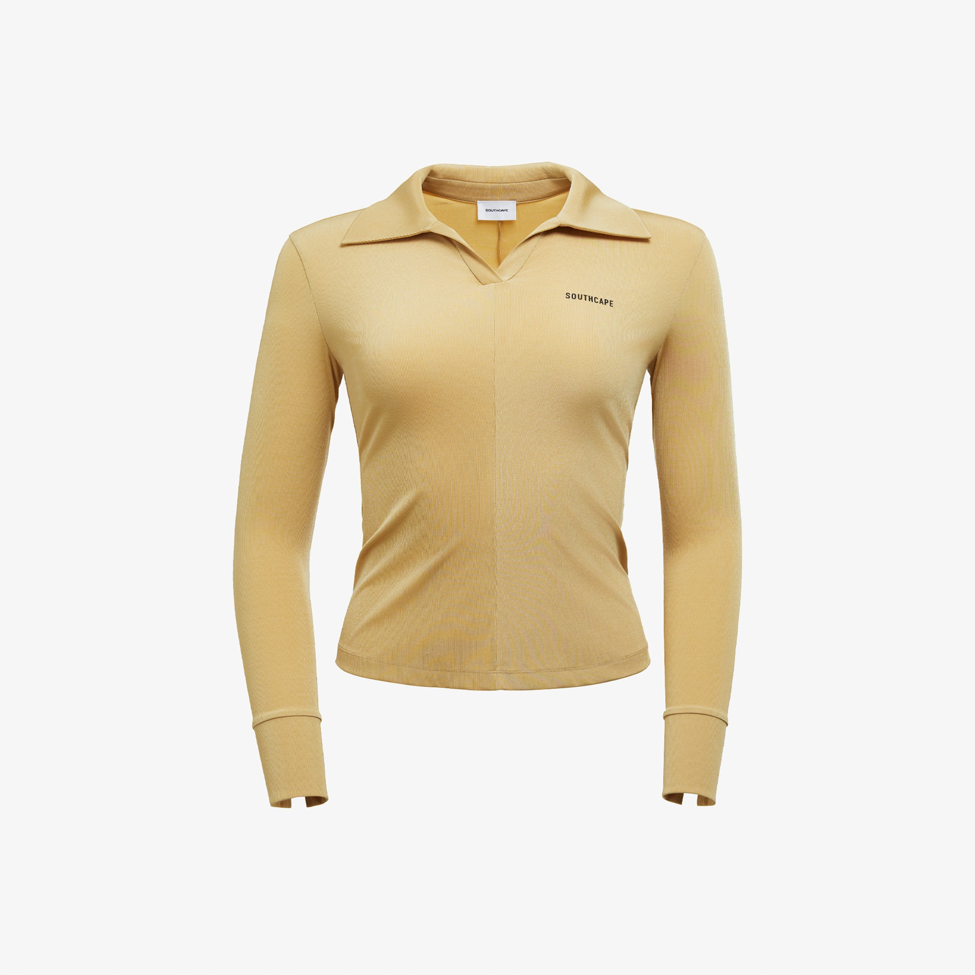 사우스케이프 여성 넥 슬릿 긴팔 티셔츠_베이지