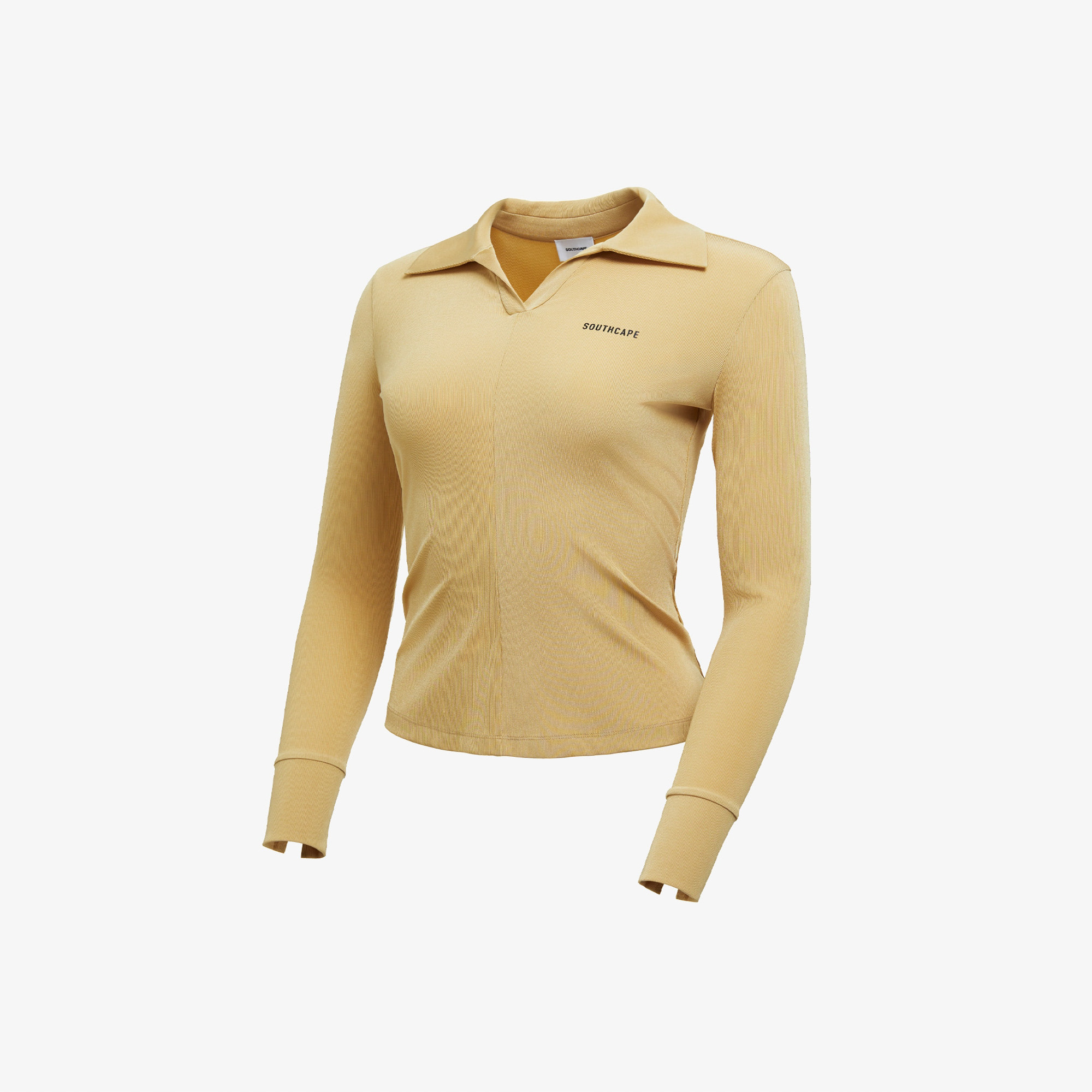 사우스케이프 여성 넥 슬릿 긴팔 티셔츠_베이지