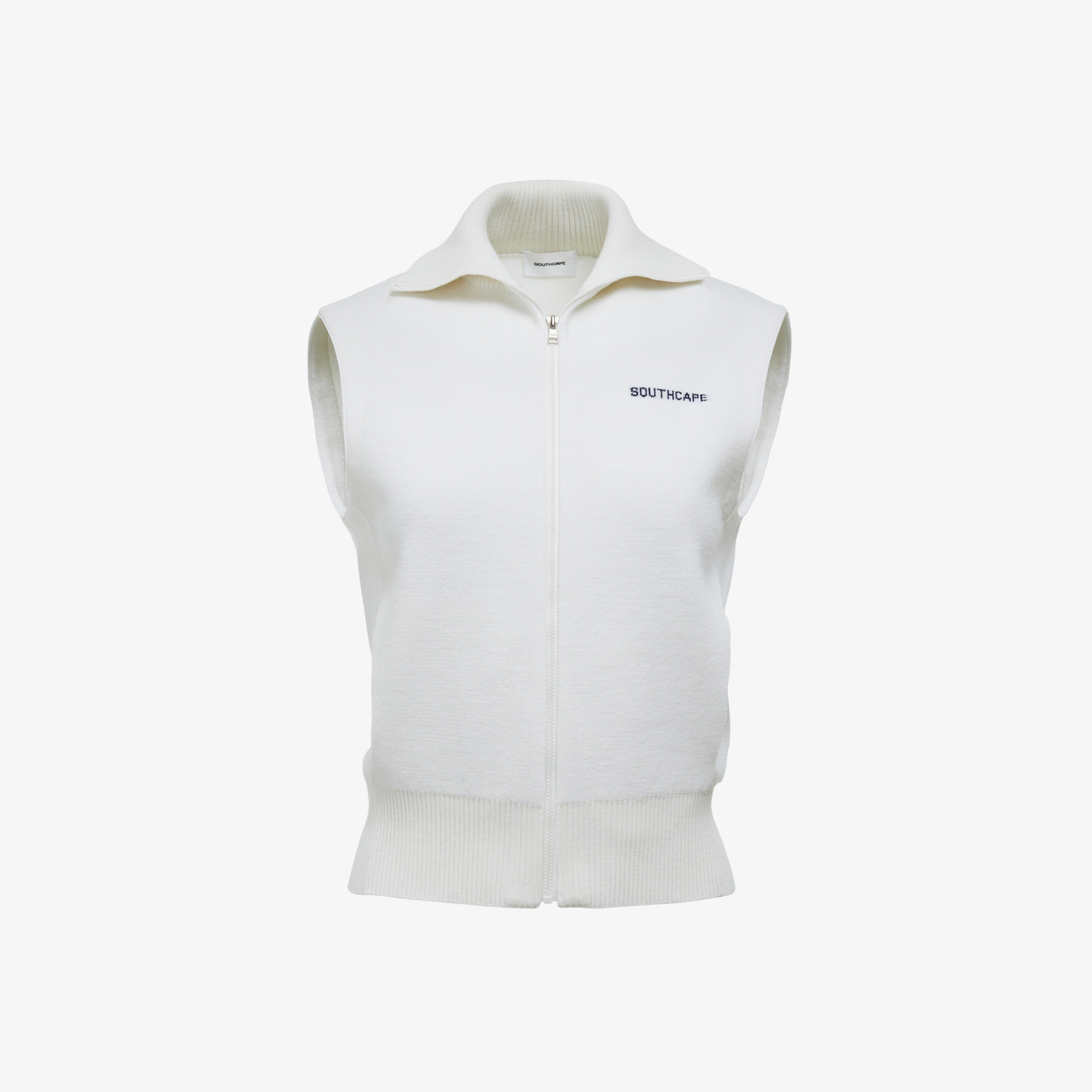 여성 사우스크로스 집업 니트 베스트_아이보리