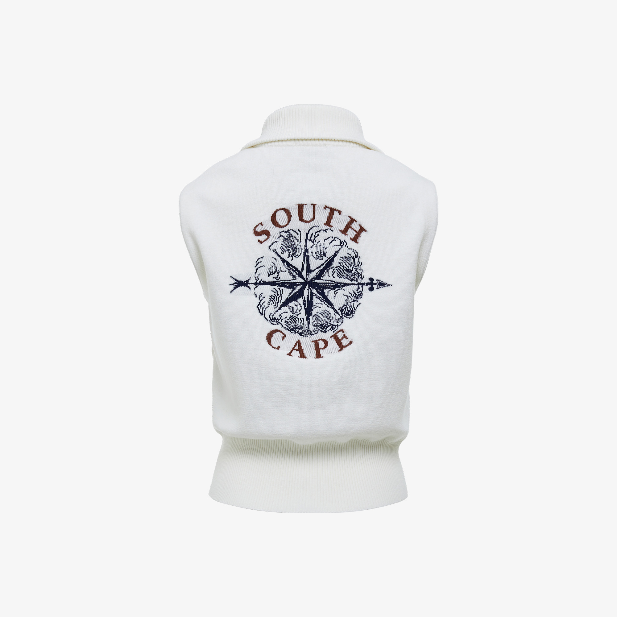 여성 사우스크로스 집업 니트 베스트_아이보리