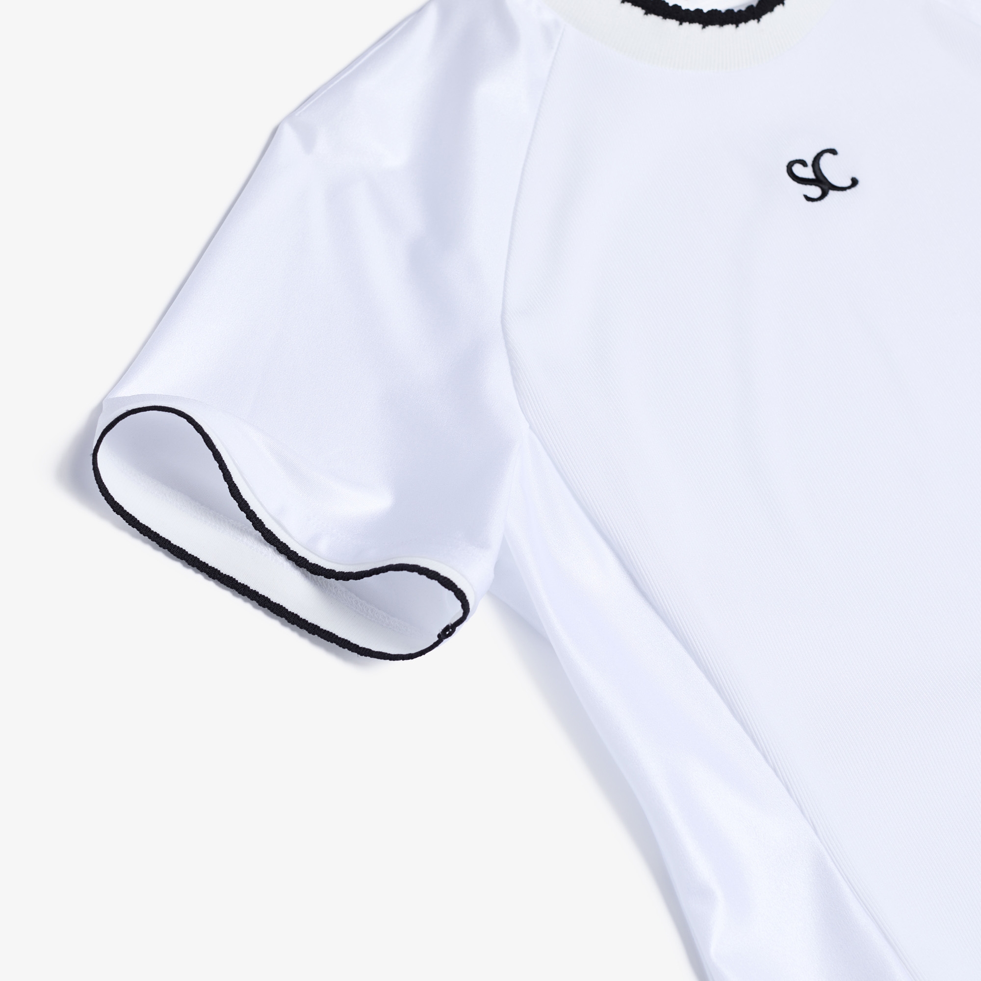 사우스케이프 여성 샤이닝 배색 티셔츠_화이트