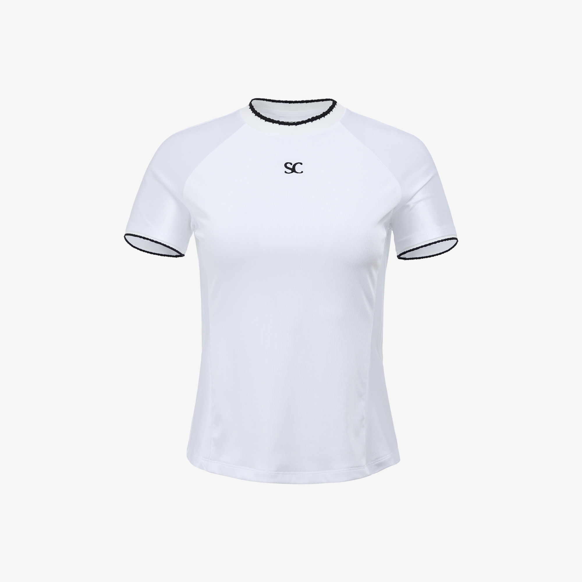 사우스케이프 여성 샤이닝 배색 티셔츠_화이트