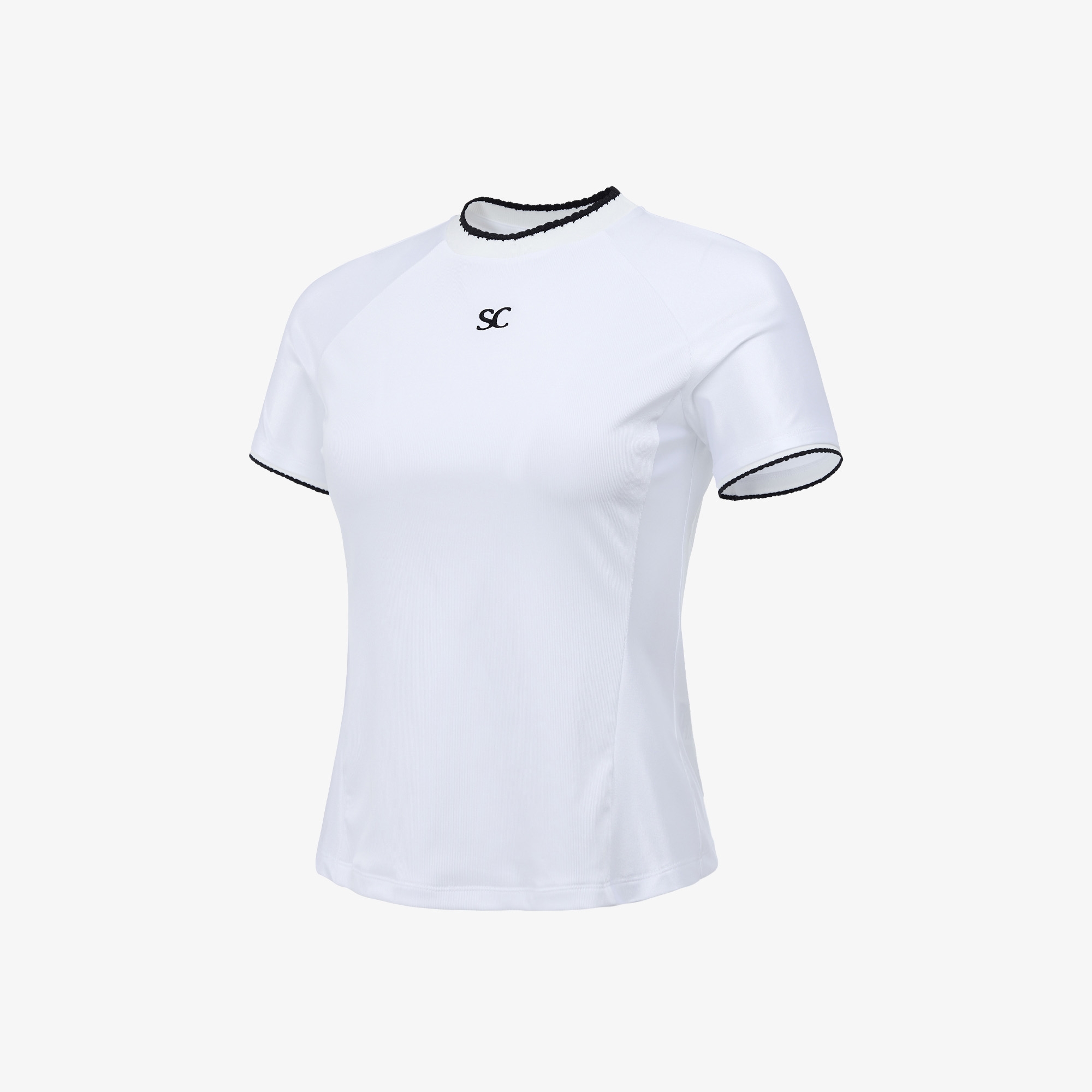 사우스케이프 여성 샤이닝 배색 티셔츠_화이트