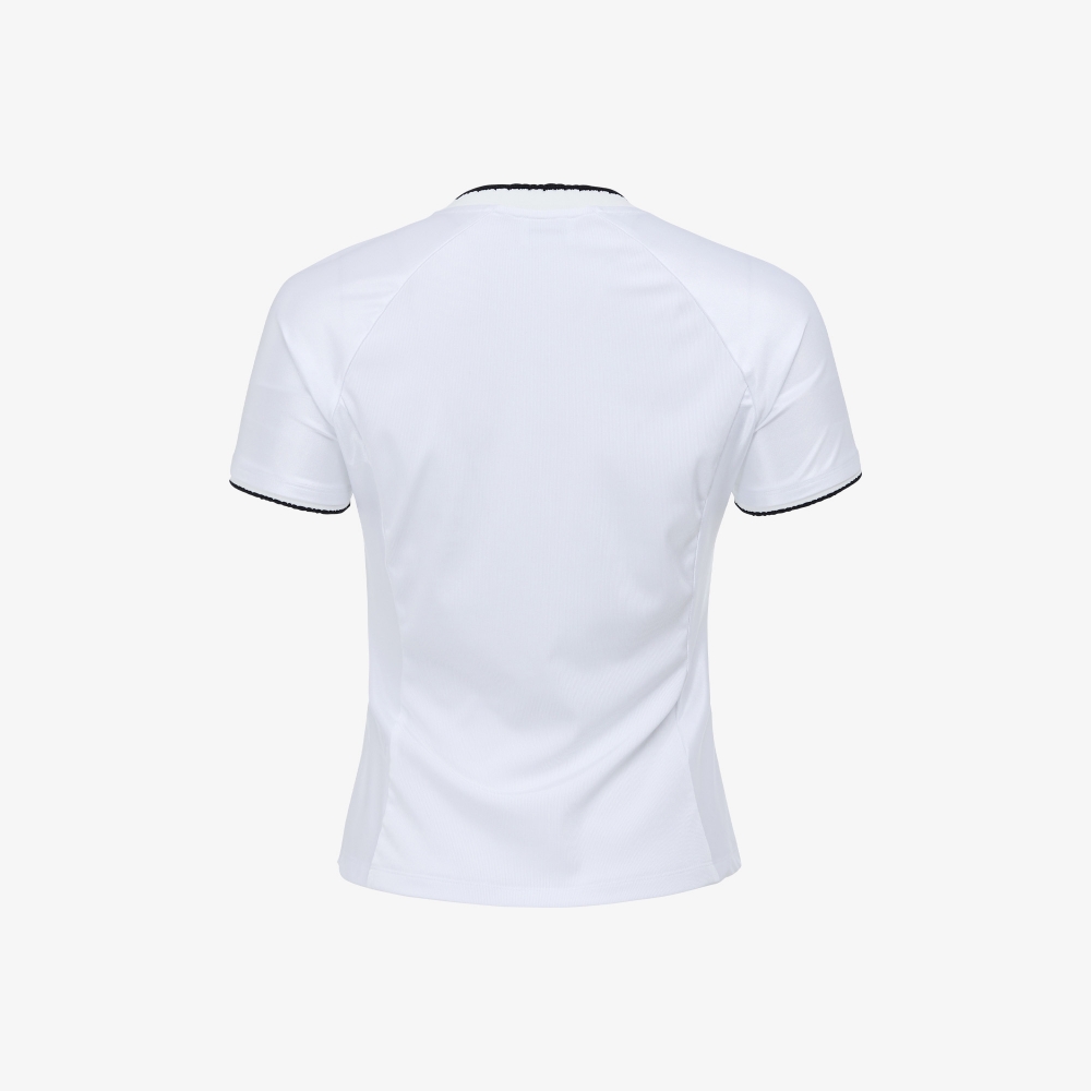 사우스케이프 여성 샤이닝 배색 티셔츠_화이트