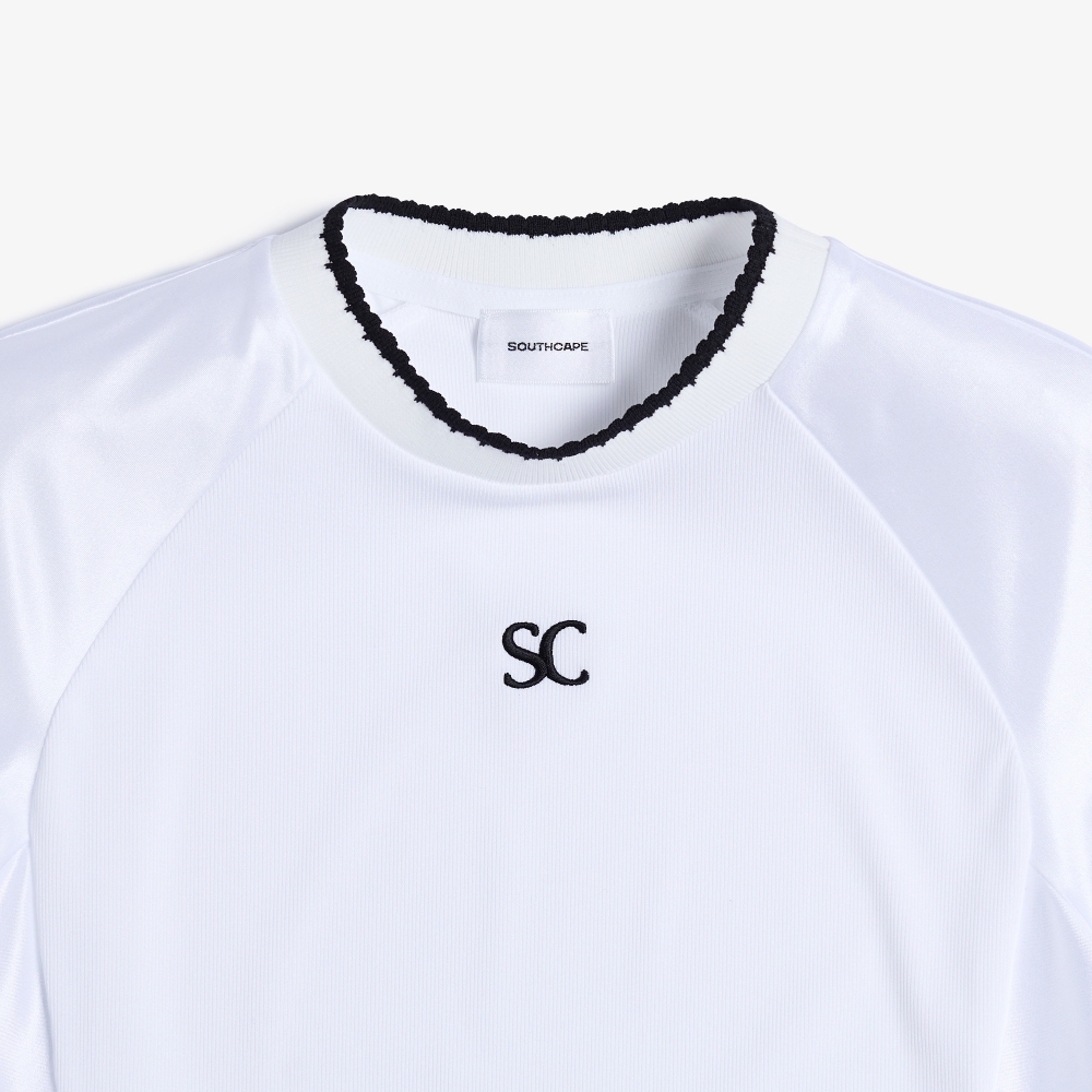 사우스케이프 여성 샤이닝 배색 티셔츠_화이트