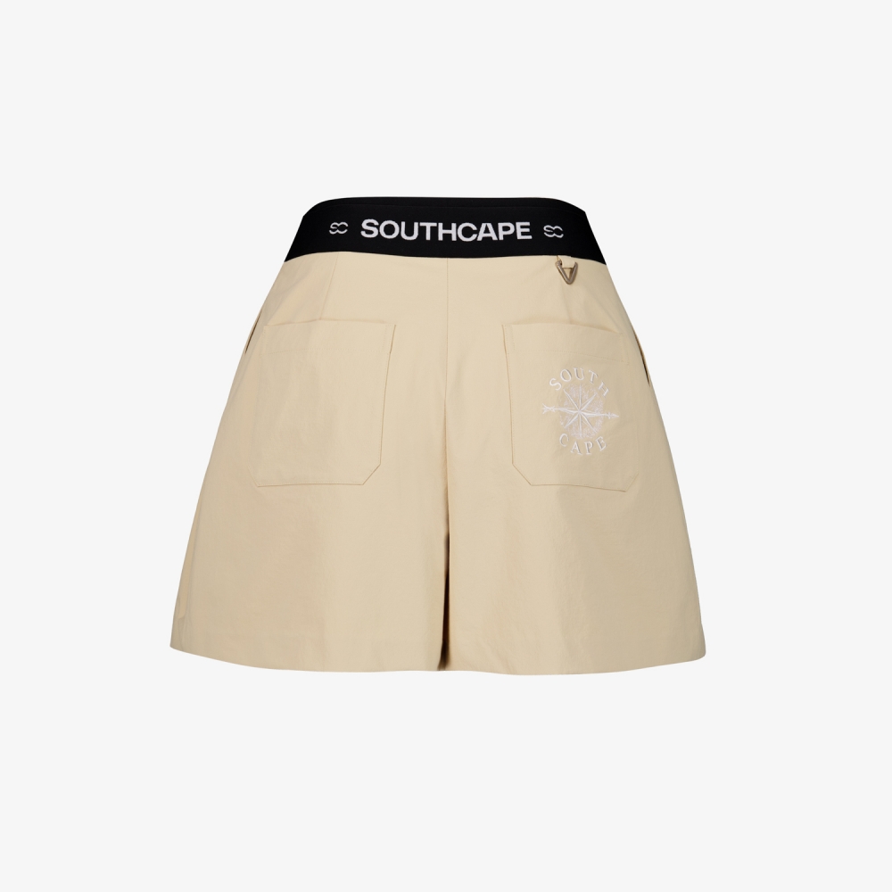 여성 사우스크로스 스커트 실루엣 벨트 숏팬츠_베이지
