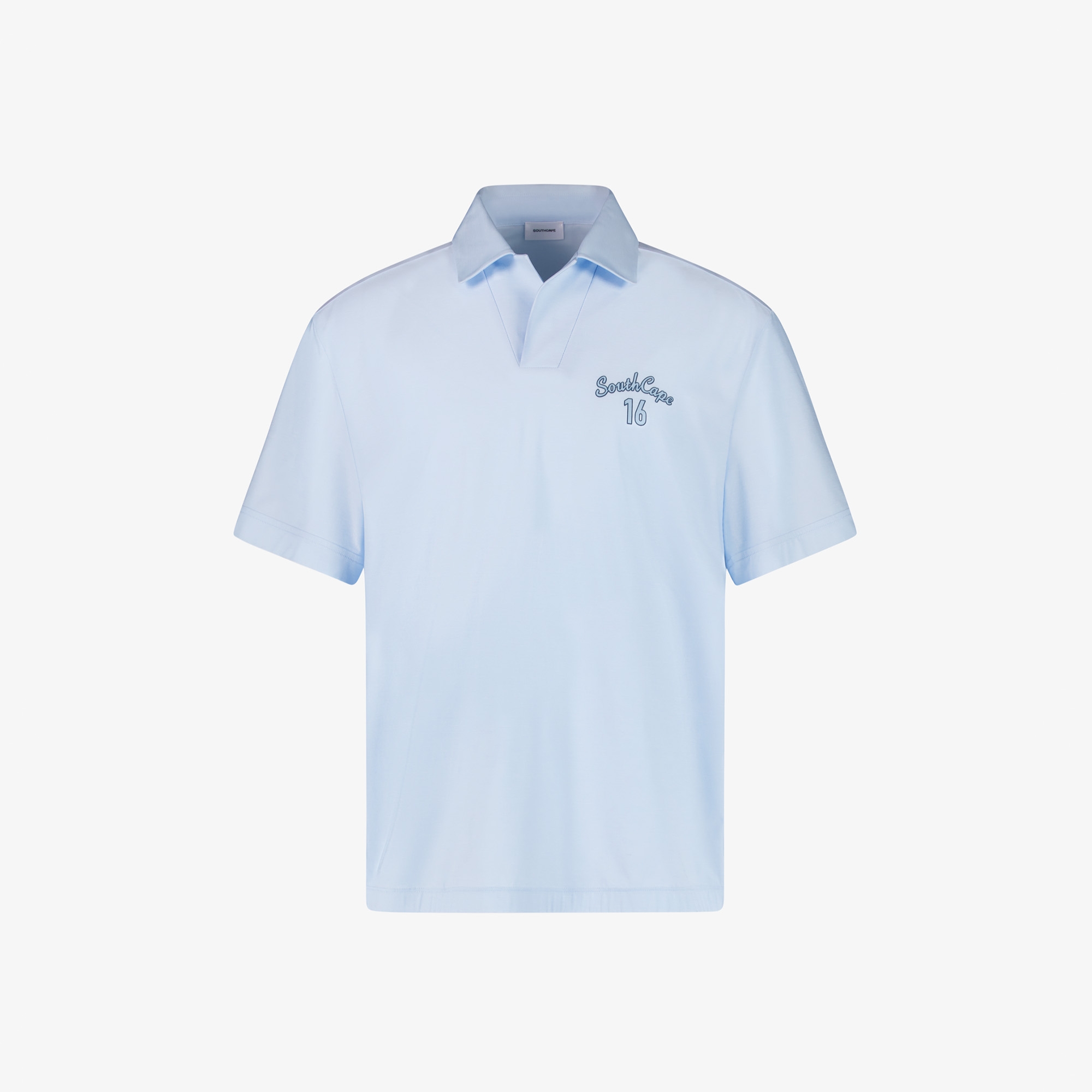 사우스케이프 남성 16 로고 오픈 카라 셔츠_라이트 블루