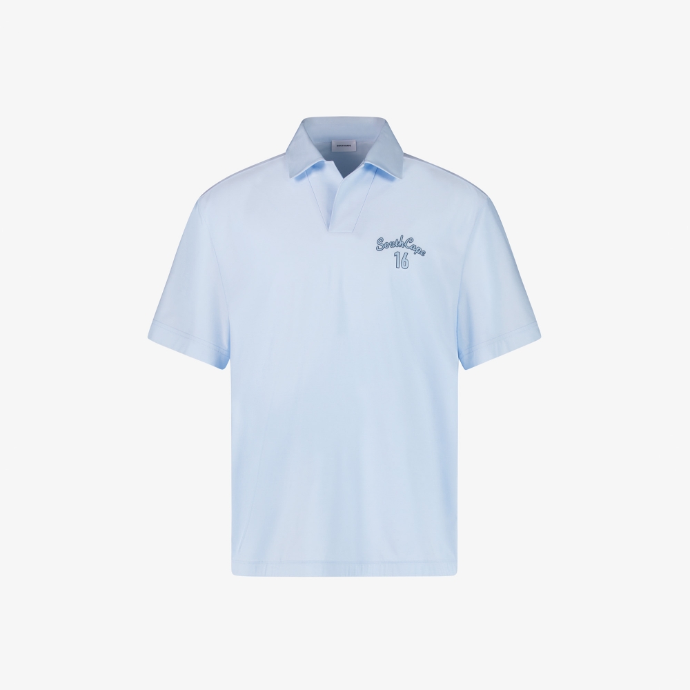 사우스케이프 남성 16 로고 오픈 카라 셔츠_라이트 블루