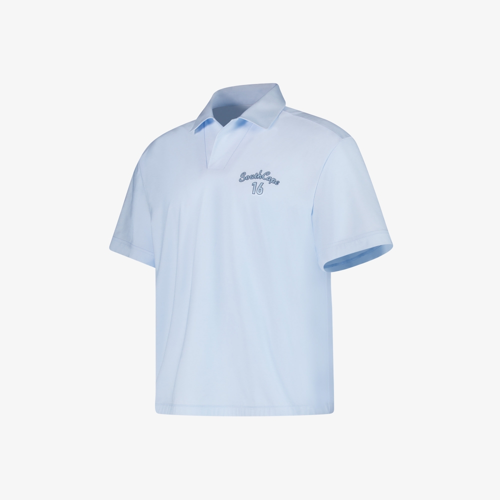 사우스케이프 남성 16 로고 오픈 카라 셔츠_라이트 블루