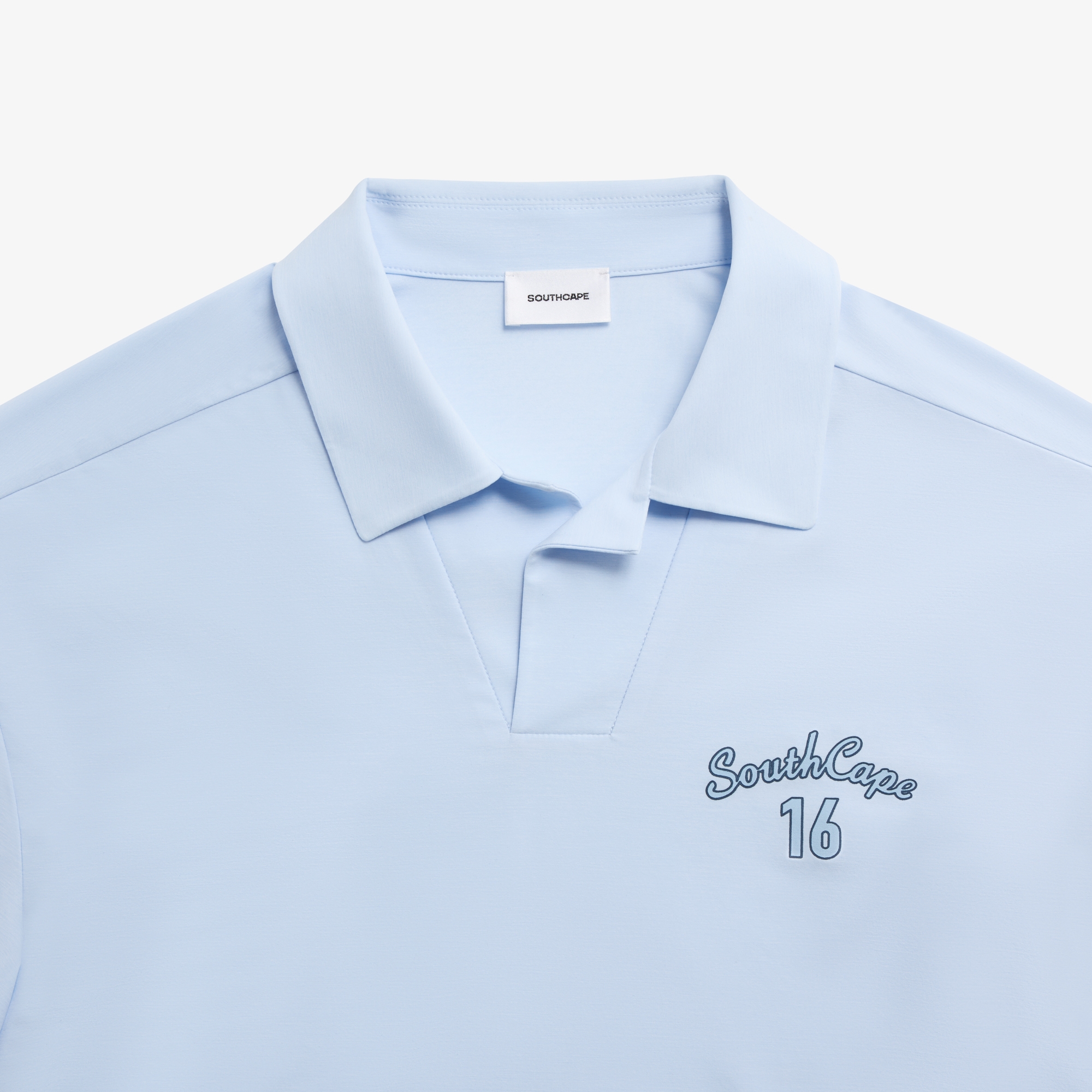 사우스케이프 남성 16 로고 오픈 카라 셔츠_라이트 블루