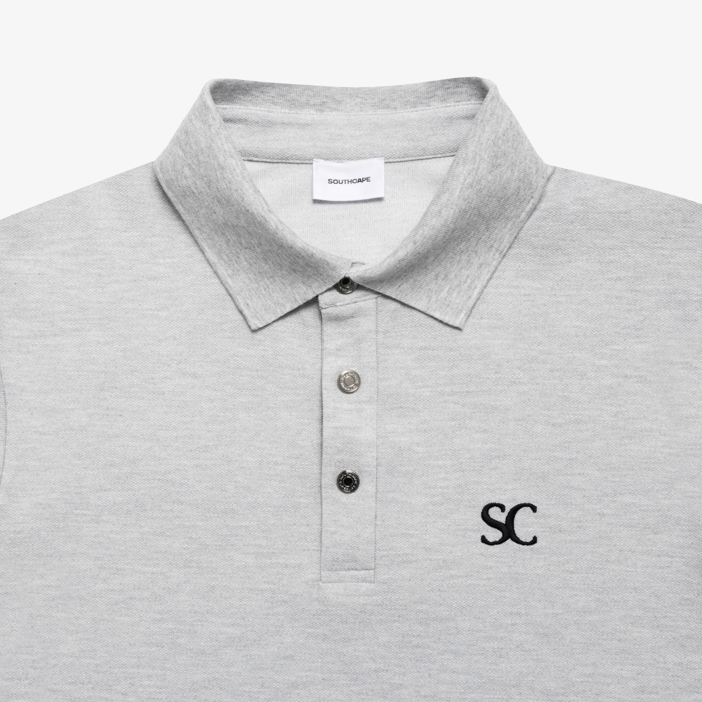 사우스케이프 남성 플로럴 카라 티셔츠_라이트 그레이