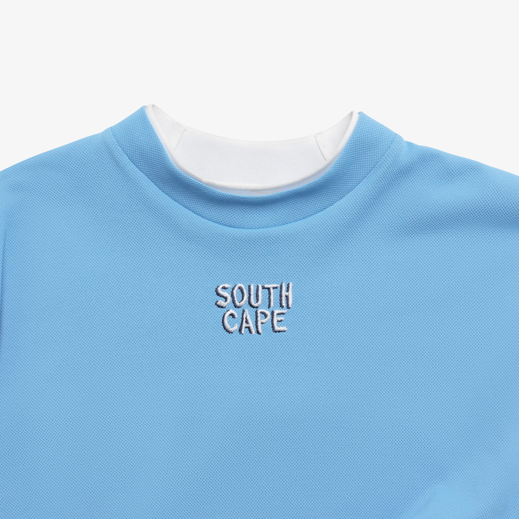 사우스케이프 여성 레이어드 넥 라인 라운드 티셔츠_블루