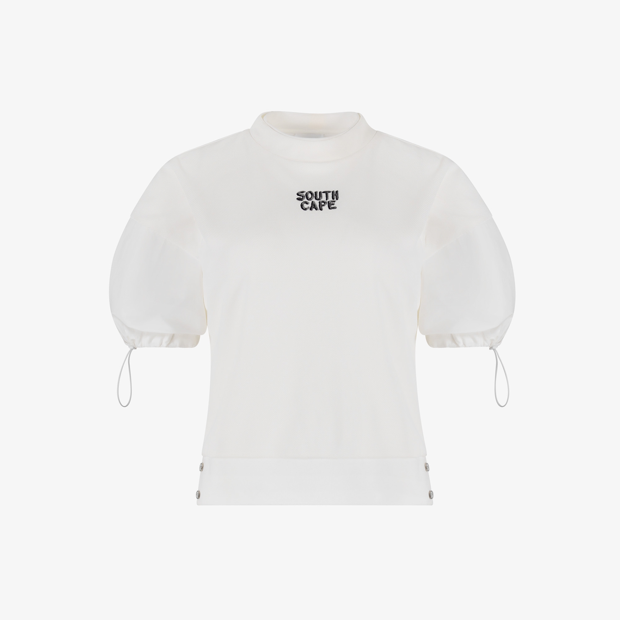 사우스케이프 여성 레이어드 넥 라인 라운드 티셔츠_화이트