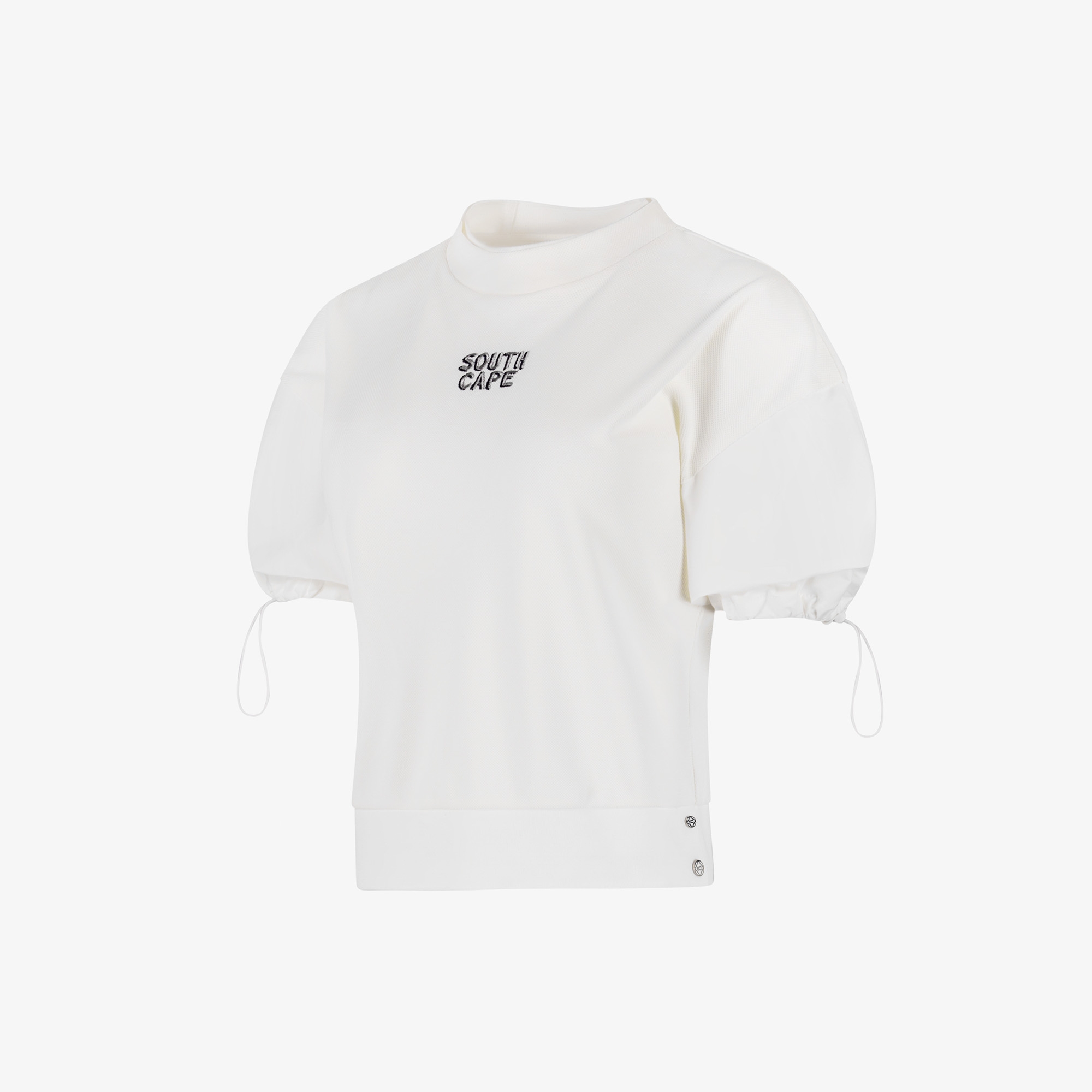 사우스케이프 여성 레이어드 넥 라인 라운드 티셔츠_화이트