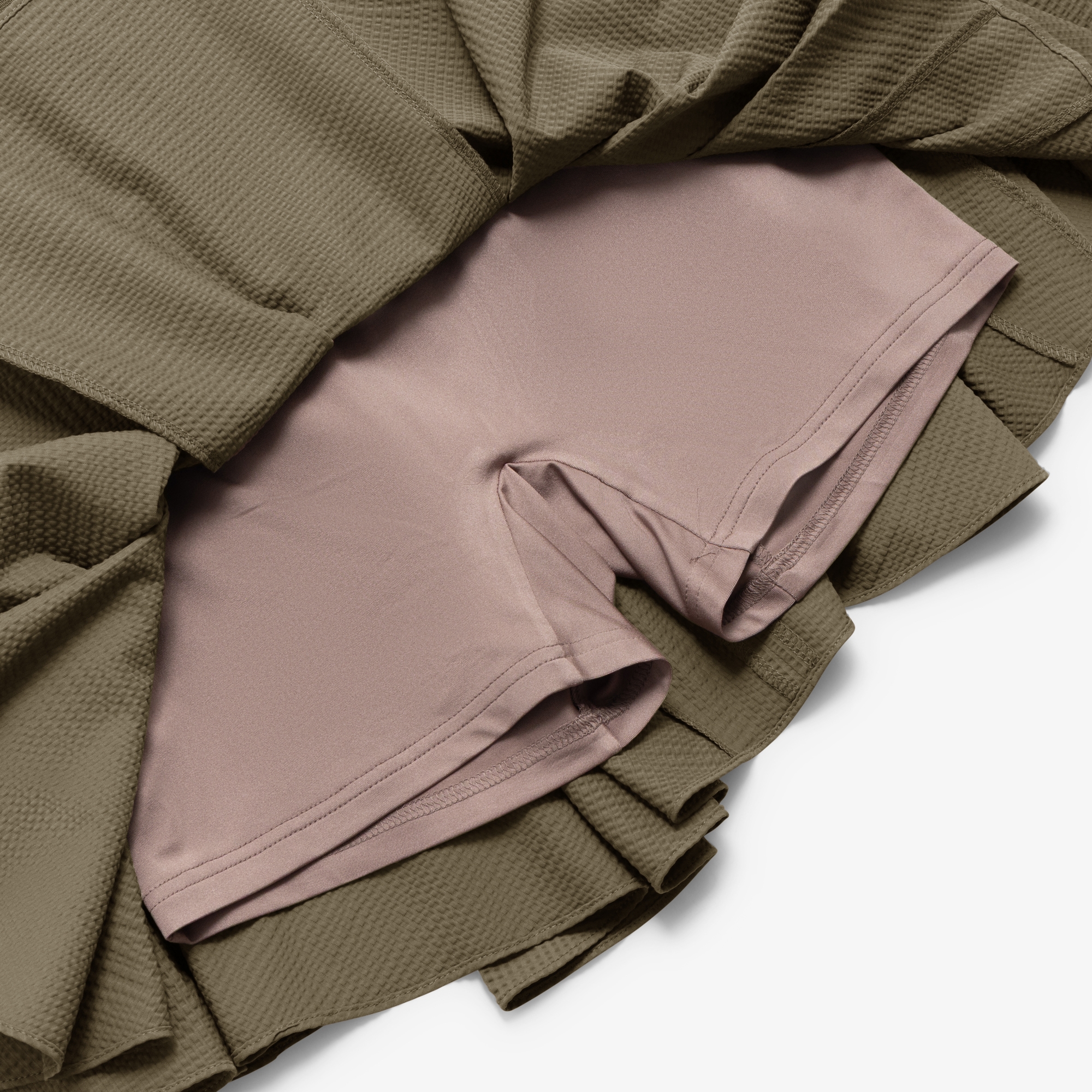 사우스케이프 여성 슬림 웨이스트 밴드 와플 조직 스커트_브라운