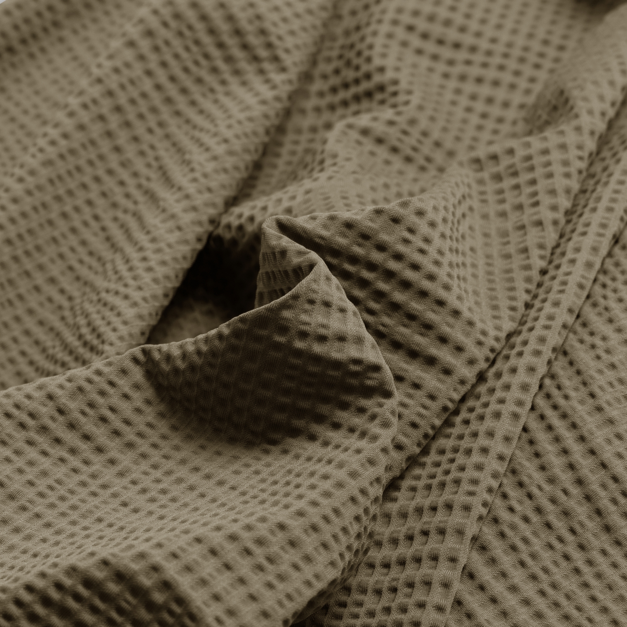 사우스케이프 여성 슬림 웨이스트 밴드 와플 조직 스커트_브라운