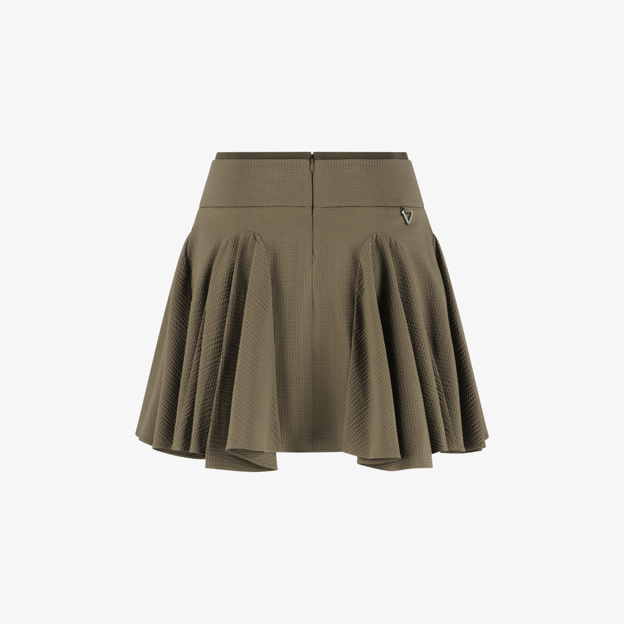 사우스케이프 여성 슬림 웨이스트 밴드 와플 조직 스커트_브라운