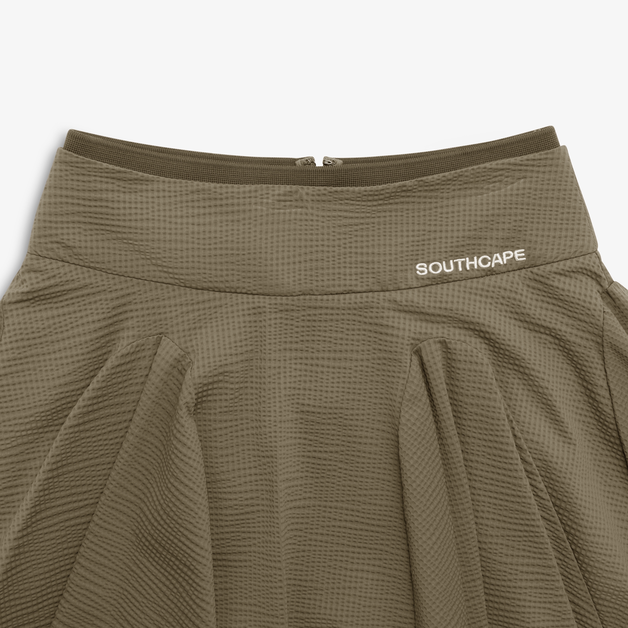 사우스케이프 여성 슬림 웨이스트 밴드 와플 조직 스커트_브라운