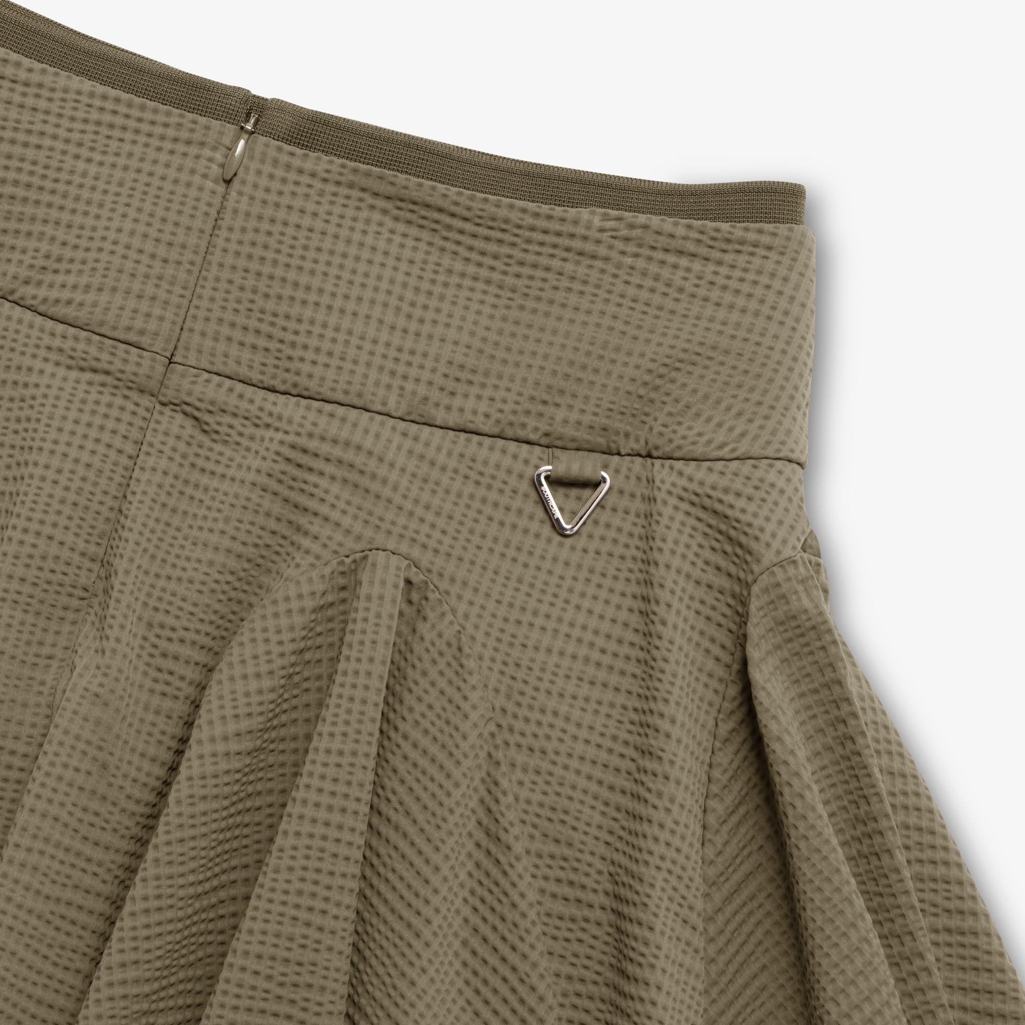 사우스케이프 여성 슬림 웨이스트 밴드 와플 조직 스커트_브라운