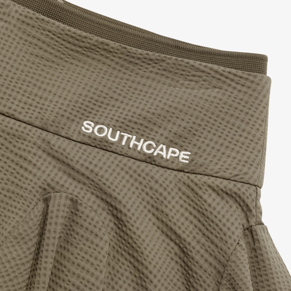 사우스케이프 여성 슬림 웨이스트 밴드 와플 조직 스커트_브라운