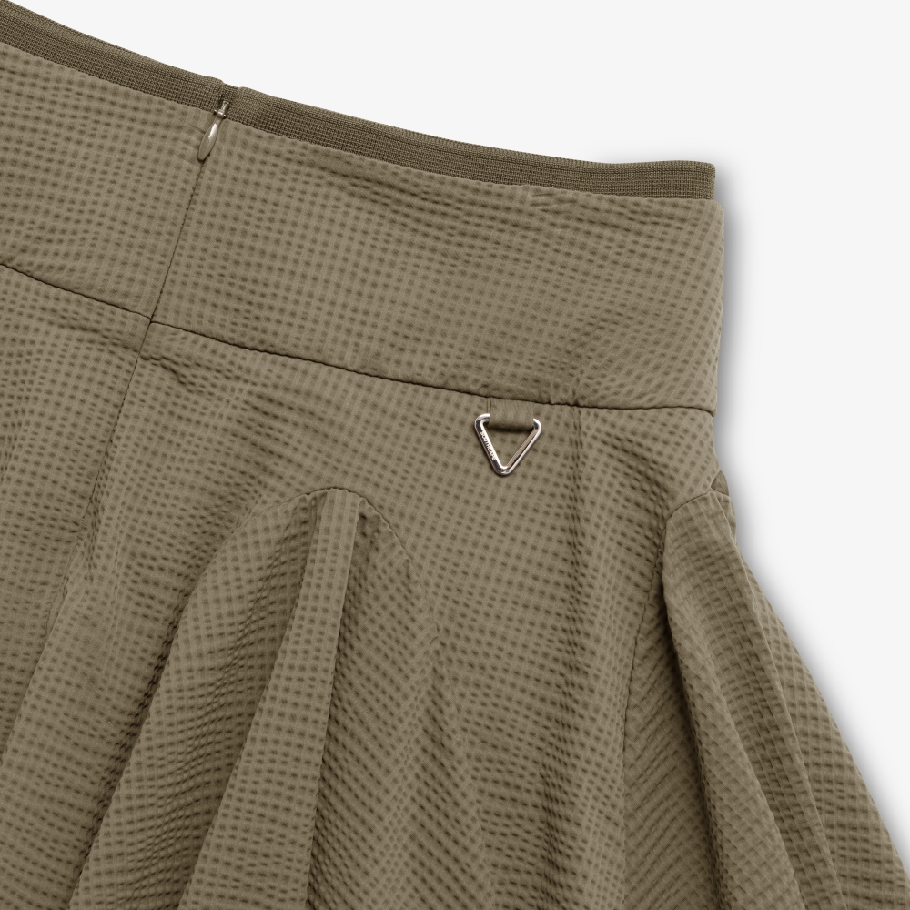 사우스케이프 여성 슬림 웨이스트 밴드 와플 조직 스커트_브라운