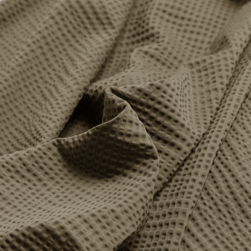 사우스케이프 여성 슬림 웨이스트 밴드 와플 조직 스커트_브라운