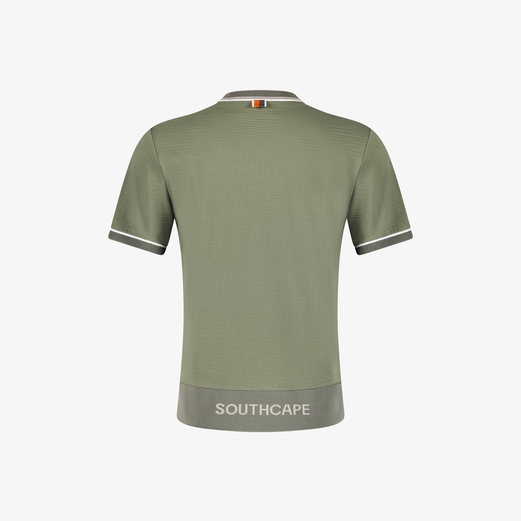 사우스케이프 여성 배색 시보리 와플 조직 티셔츠_카키