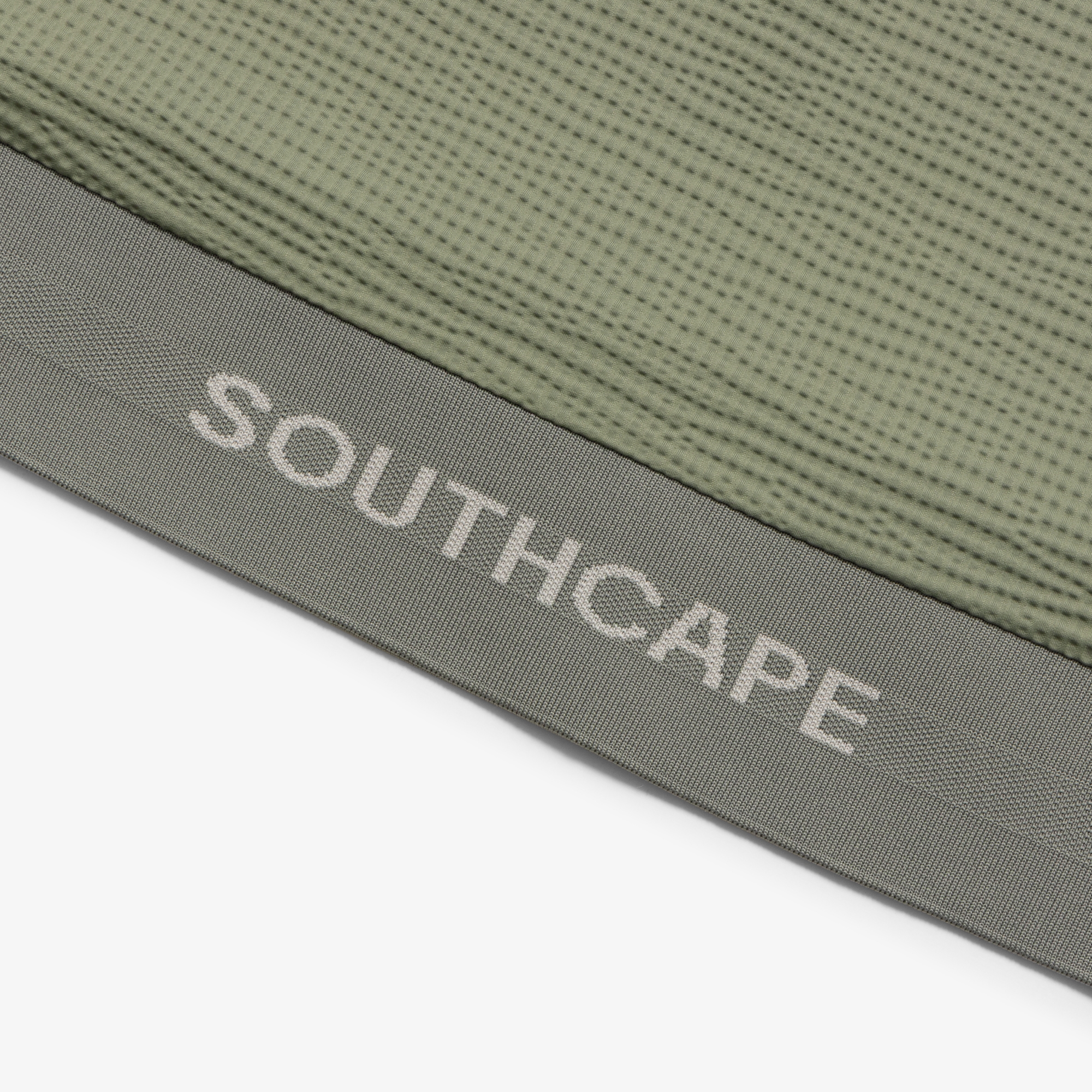 사우스케이프 여성 배색 시보리 와플 조직 티셔츠_카키