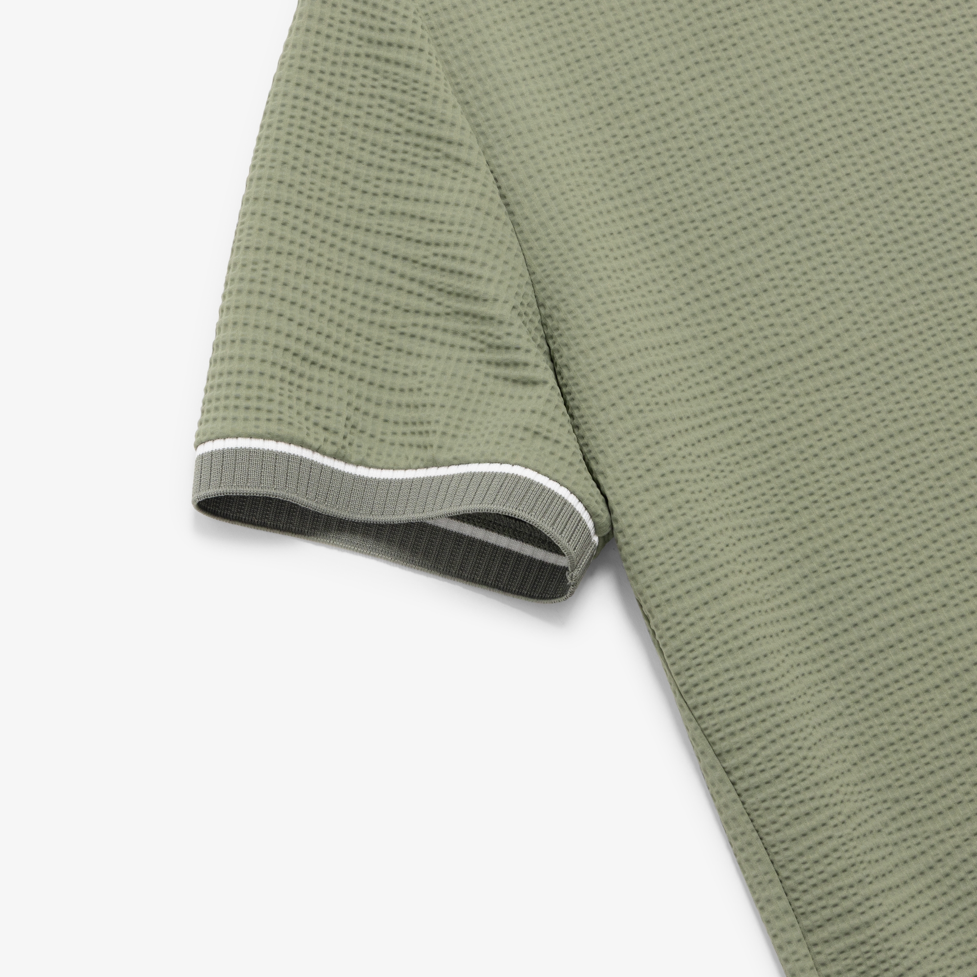 사우스케이프 여성 배색 시보리 와플 조직 티셔츠_카키