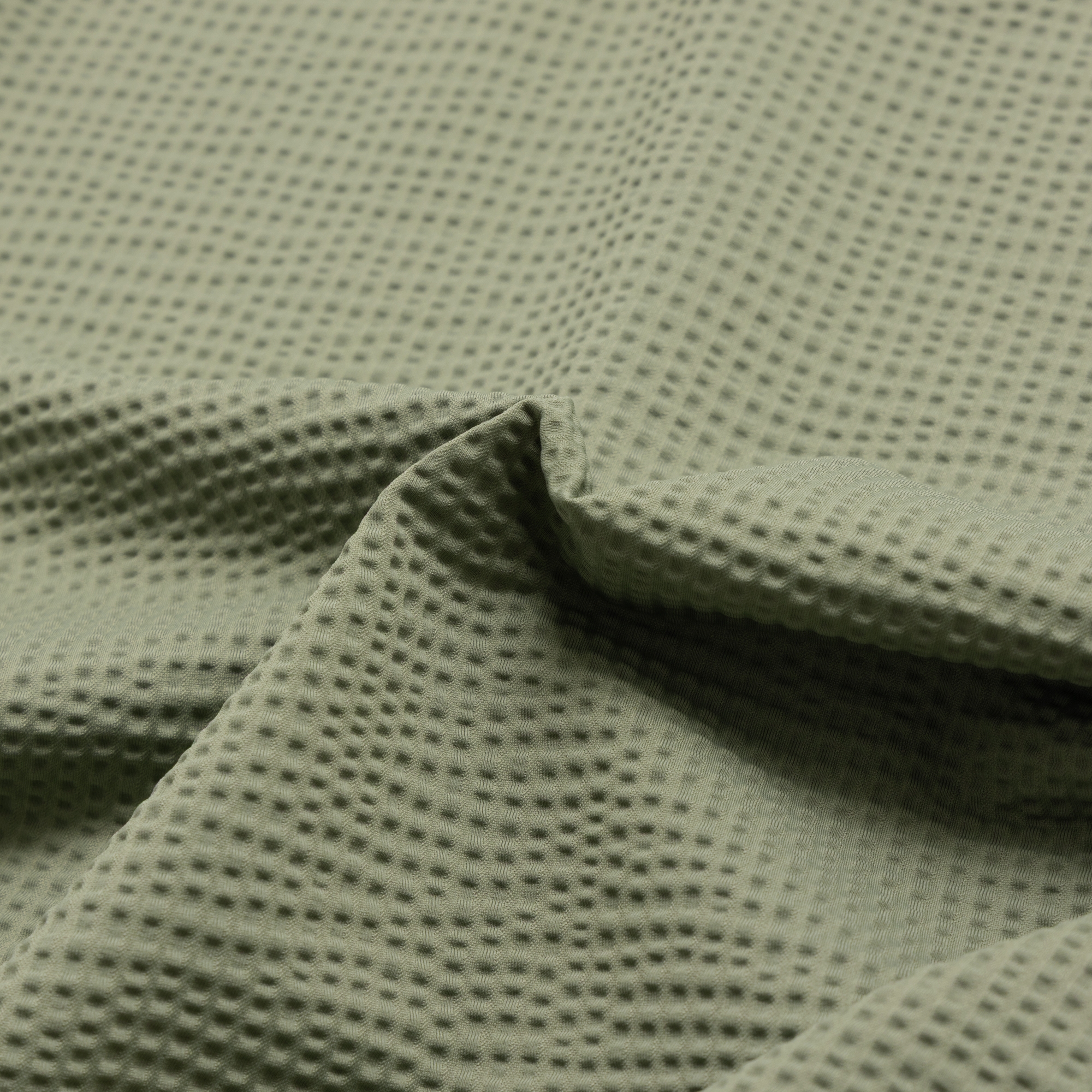 사우스케이프 여성 배색 시보리 와플 조직 티셔츠_카키