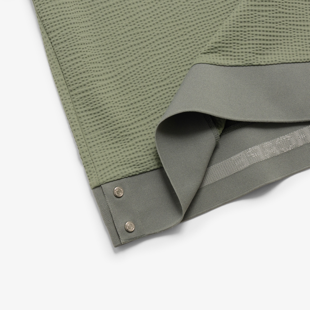 사우스케이프 여성 배색 시보리 와플 조직 티셔츠_카키