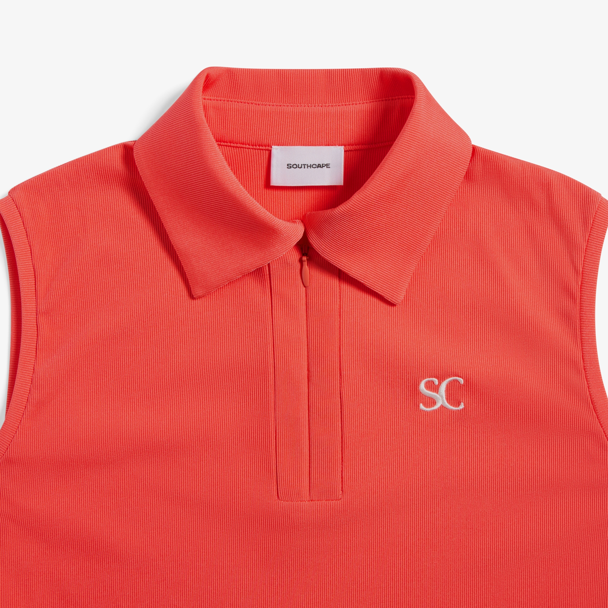 사우스케이프 여성 하프집 골지 슬리브리스_코랄