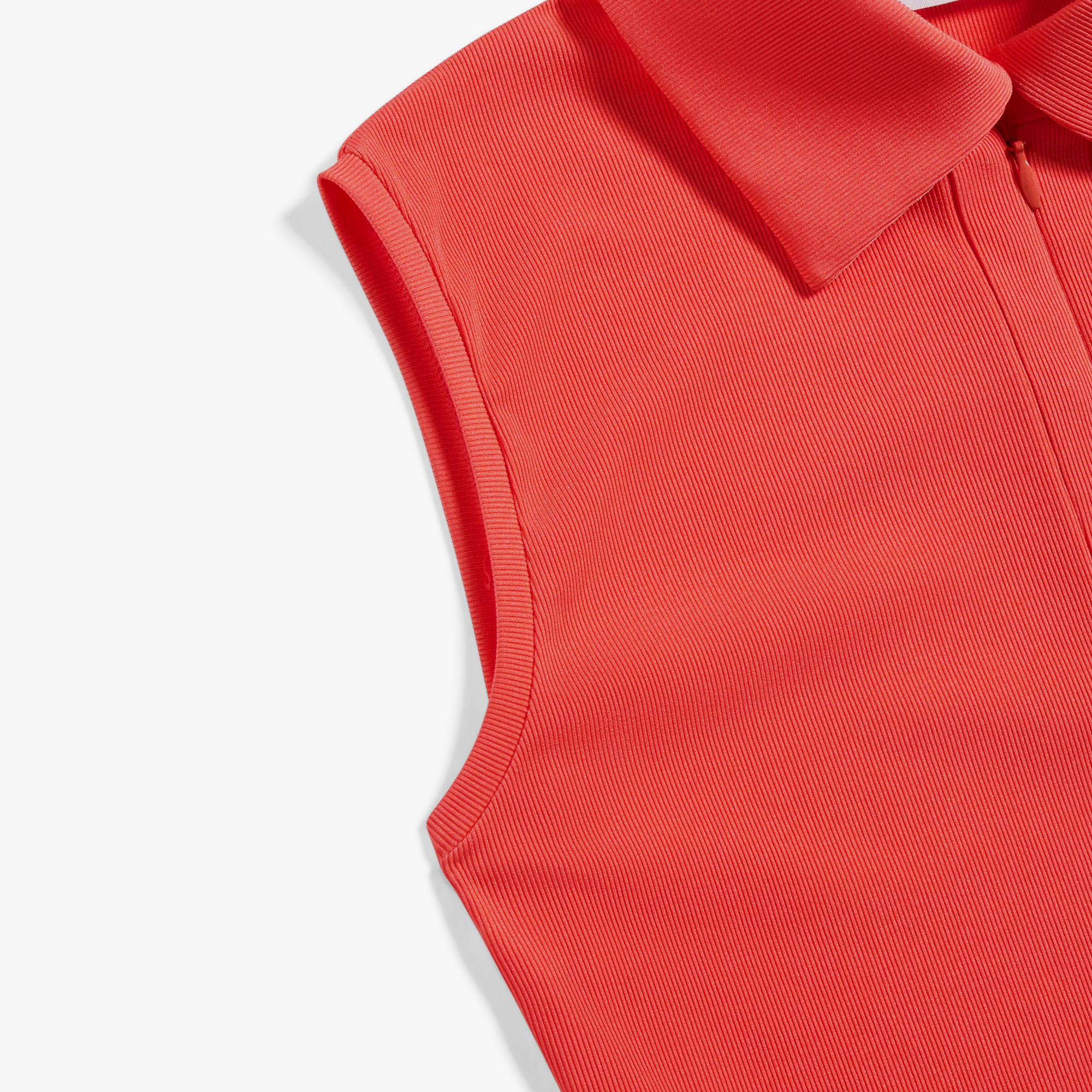 사우스케이프 여성 하프집 골지 슬리브리스_코랄