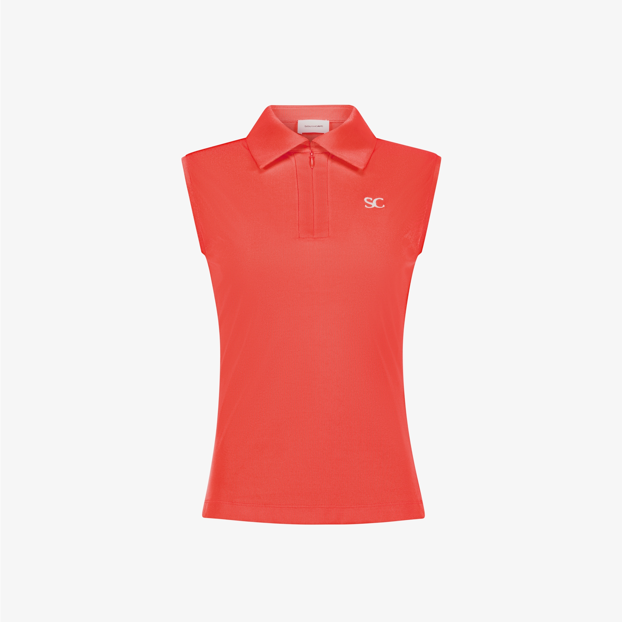 사우스케이프 여성 하프집 골지 슬리브리스_코랄