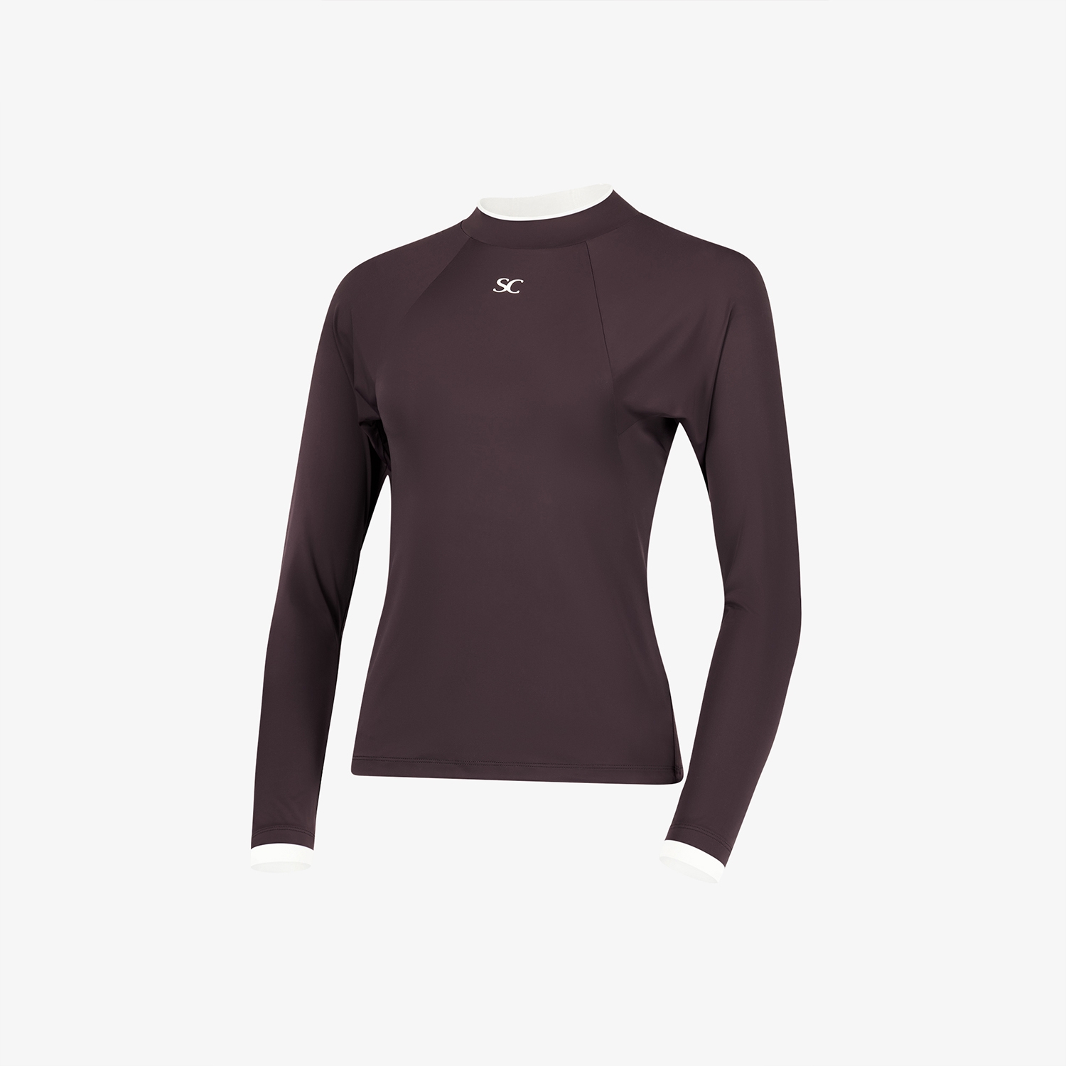 사우스케이프 여성 하이넥 라이트핏 베이스레이어_와인