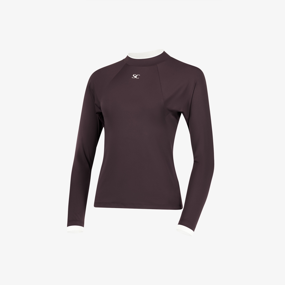 사우스케이프 여성 하이넥 라이트핏 베이스레이어_와인