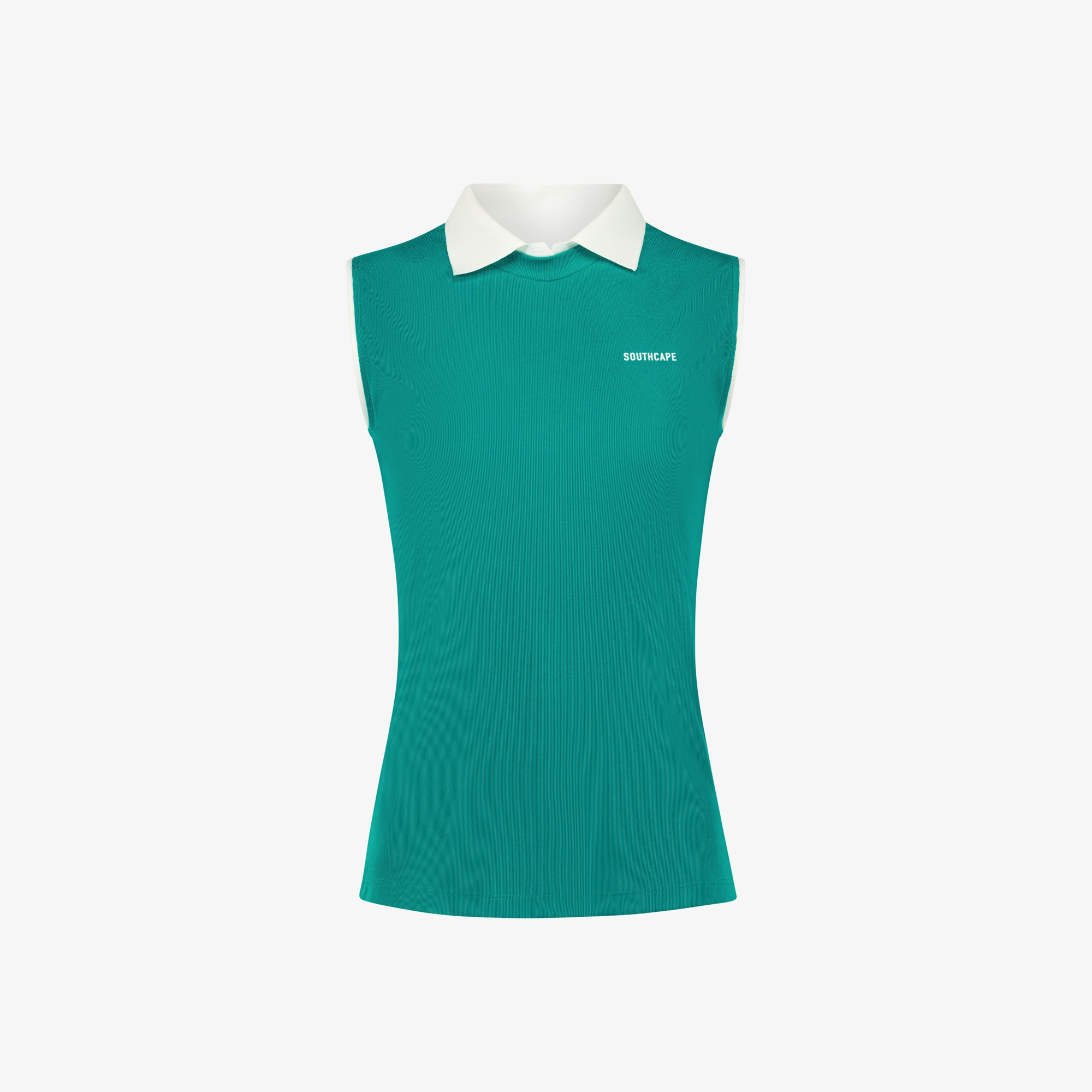 사우스케이프 여성 배색 카라 슬리브리스_아쿠아 블루