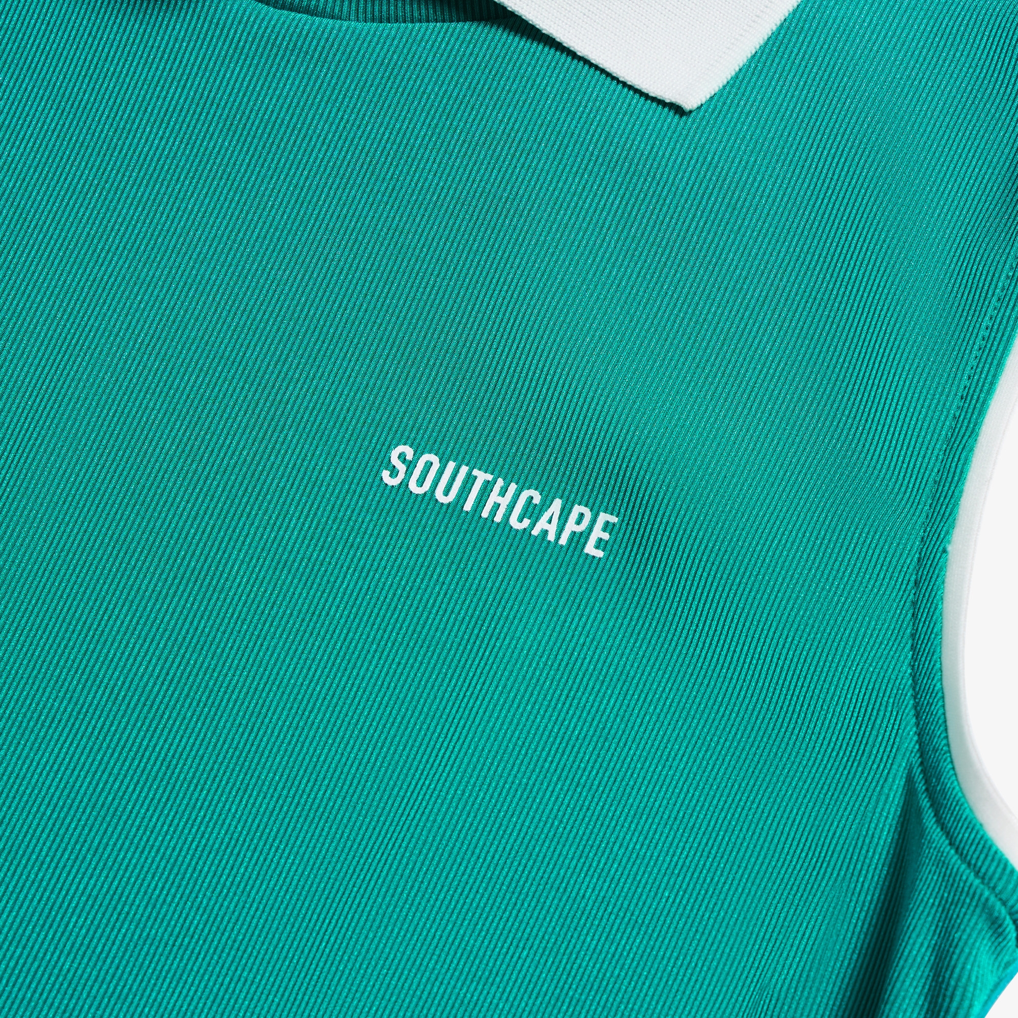 사우스케이프 여성 배색 카라 슬리브리스_아쿠아 블루