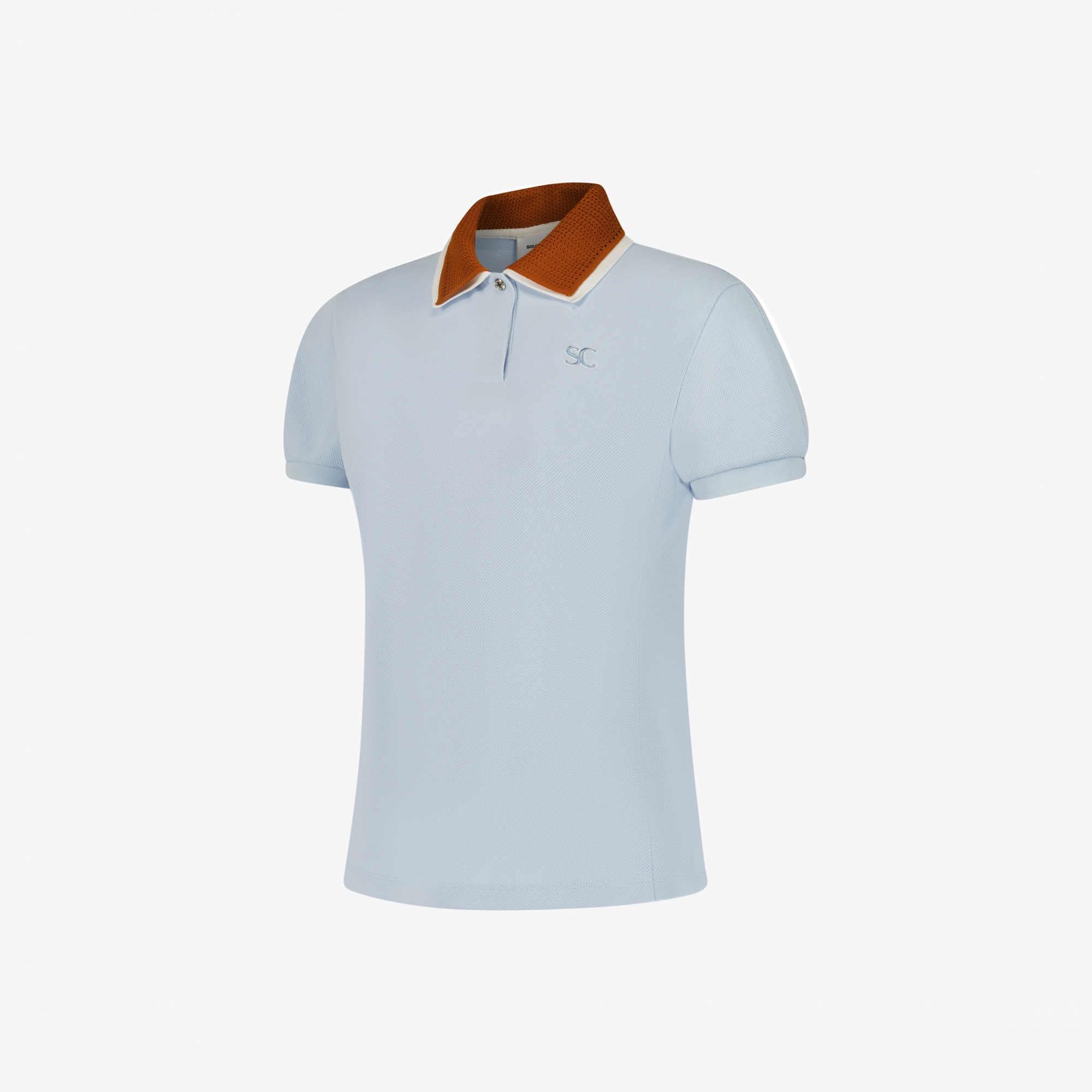 사우스케이프 여성 배색 레이어드 카라 티셔츠_라이트 블루