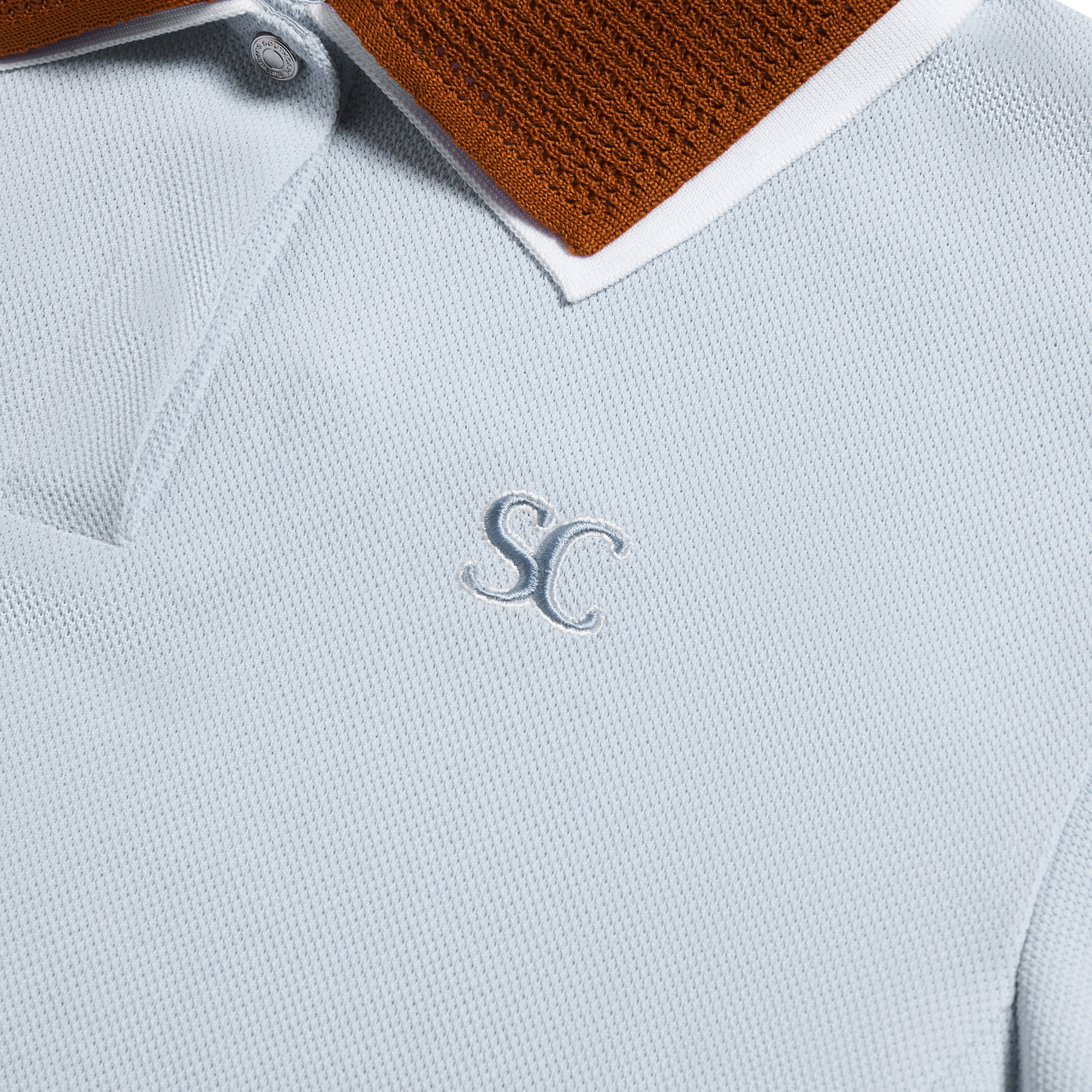 사우스케이프 여성 배색 레이어드 카라 티셔츠_라이트 블루