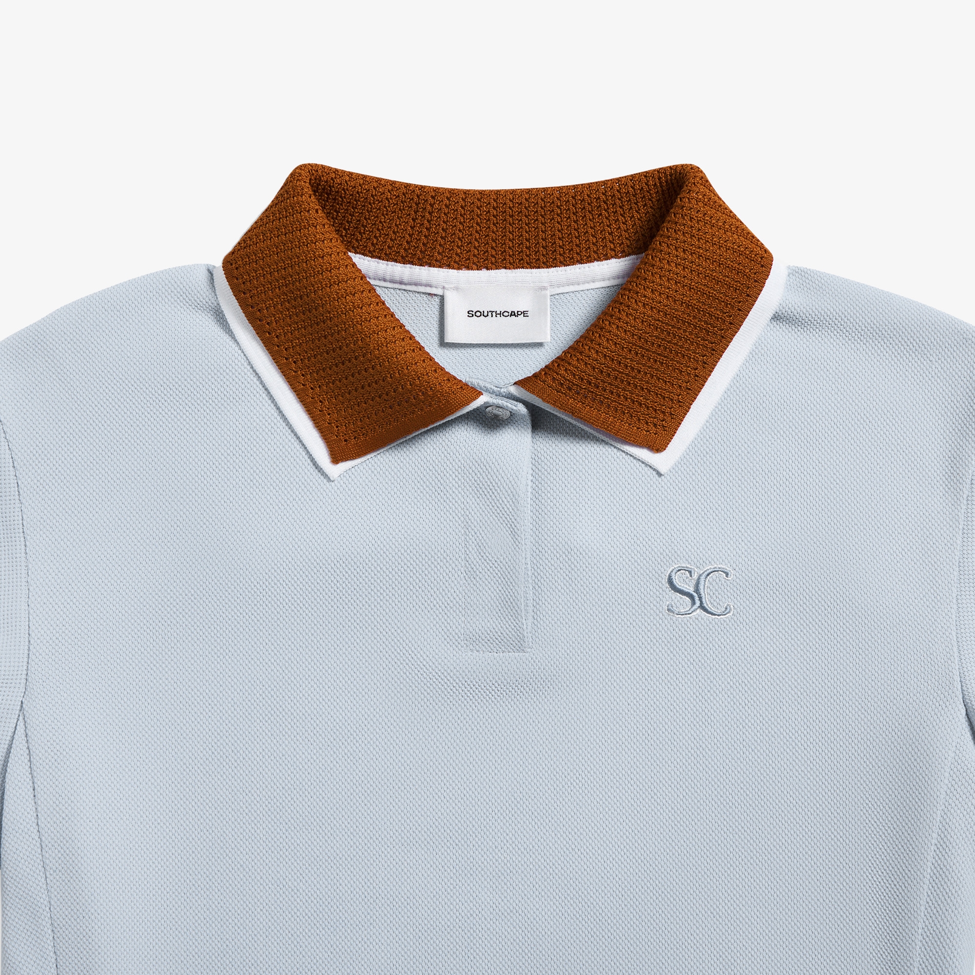 사우스케이프 여성 배색 레이어드 카라 티셔츠_라이트 블루