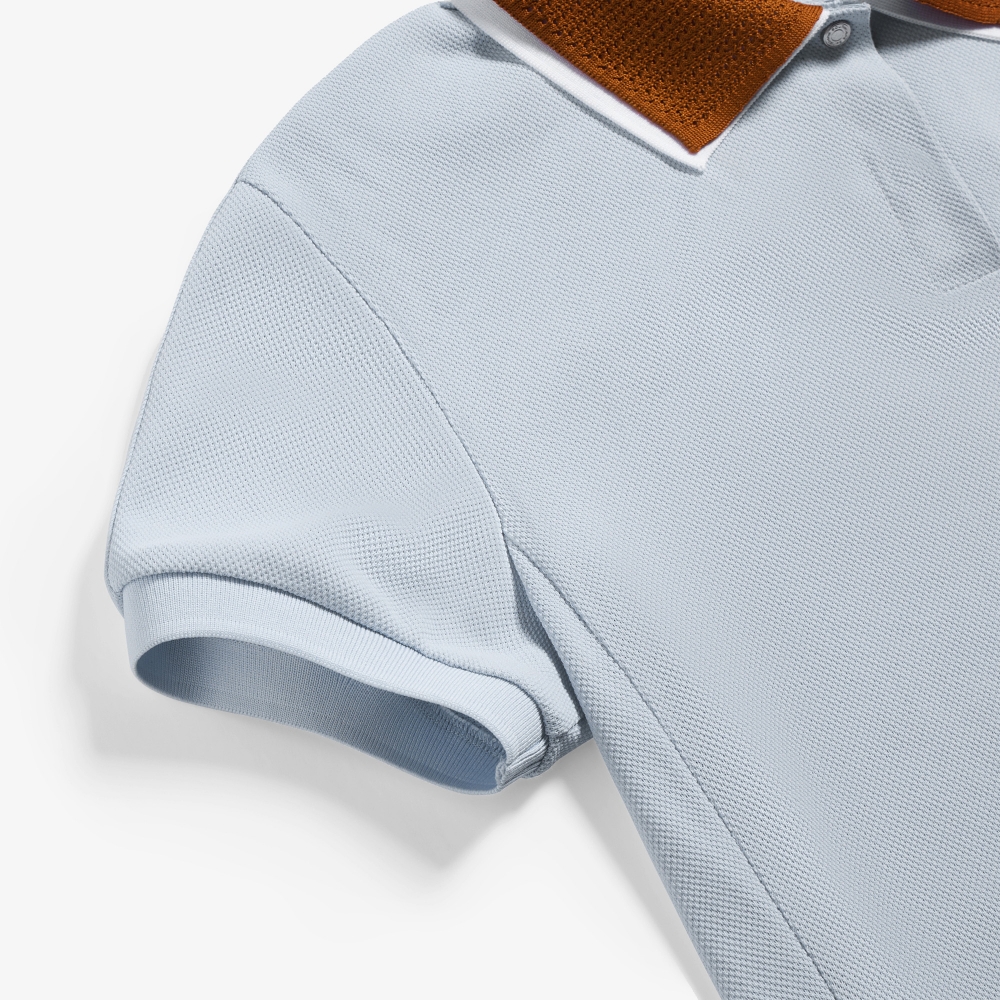 사우스케이프 여성 배색 레이어드 카라 티셔츠_라이트 블루