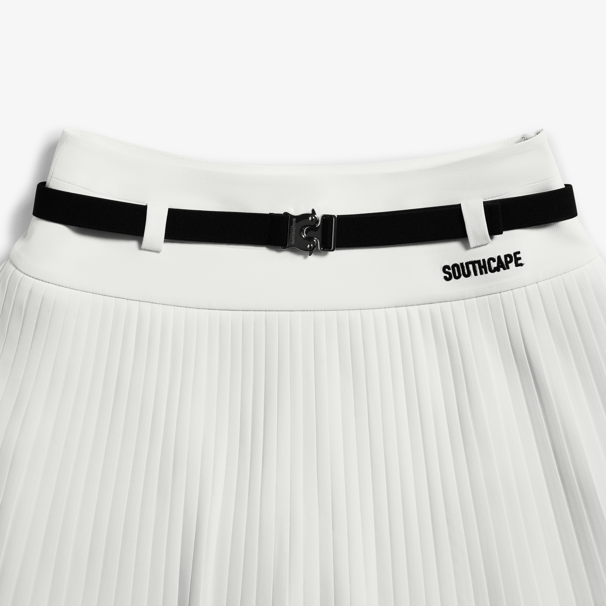 사우스케이프 여성 슬림 플리츠 스커트_화이트
